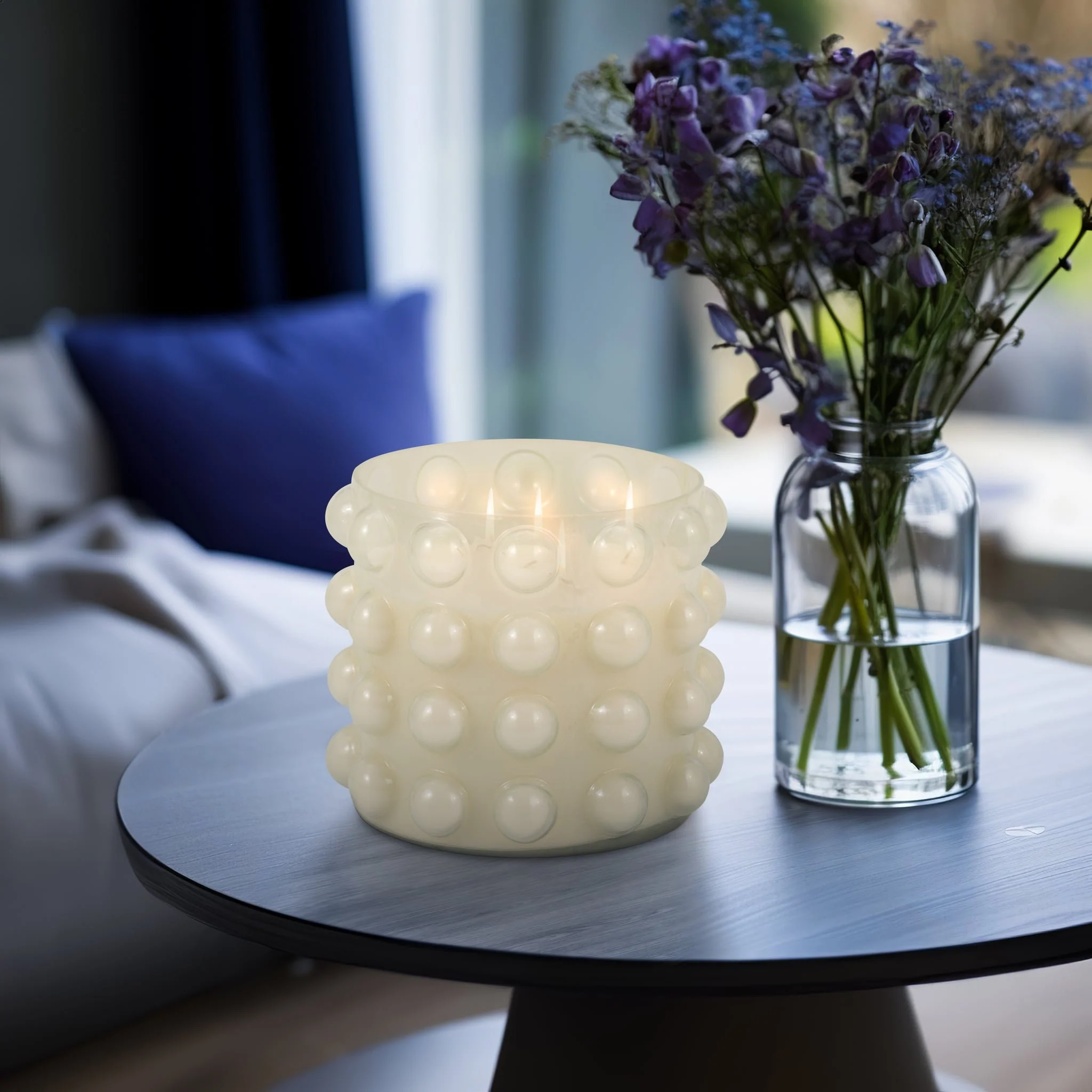Glass, 9" 102 Oz Bubble Candle, Ivory - Image 9