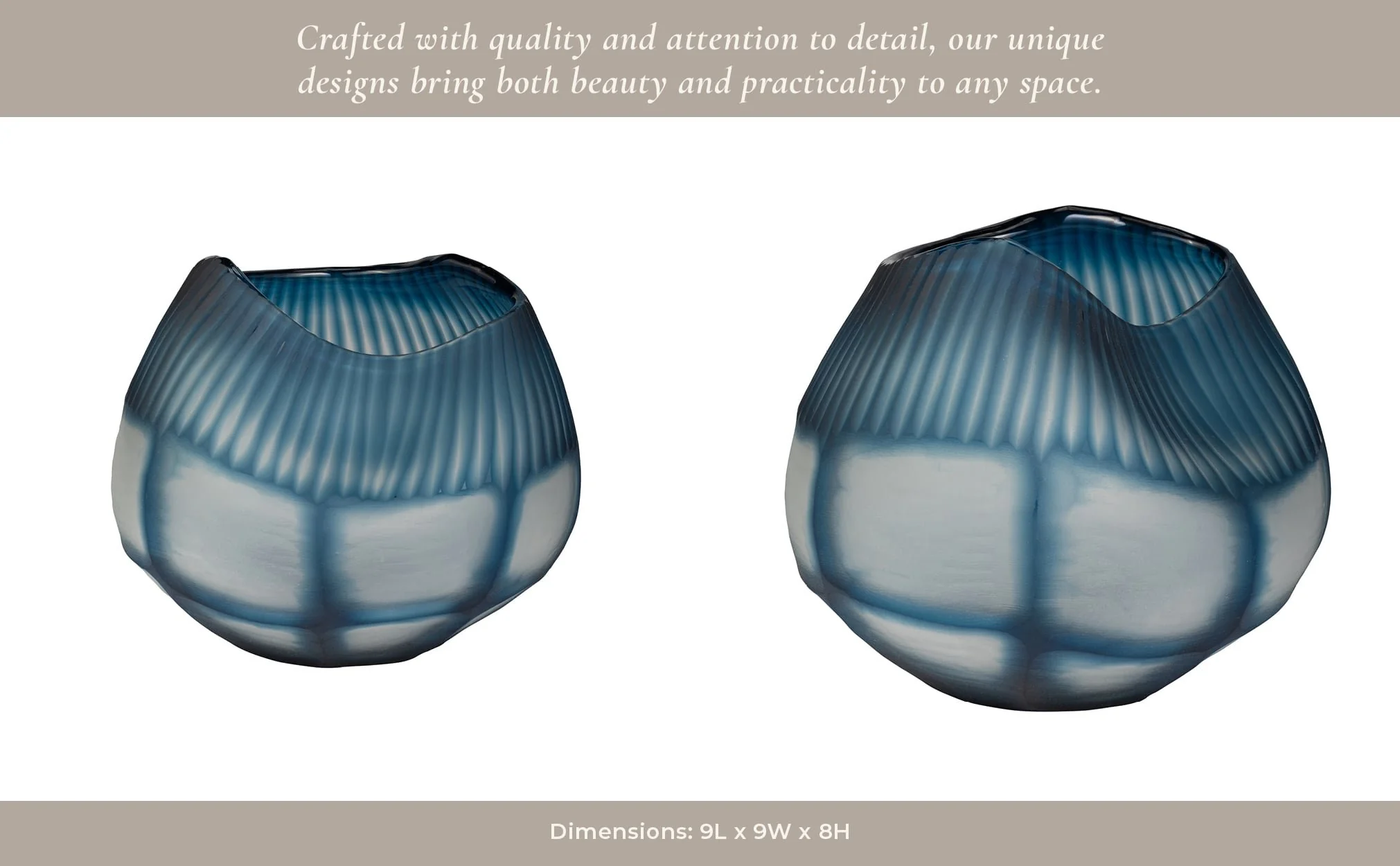 Glass, 9" Carved Bowl Blue - Image 15