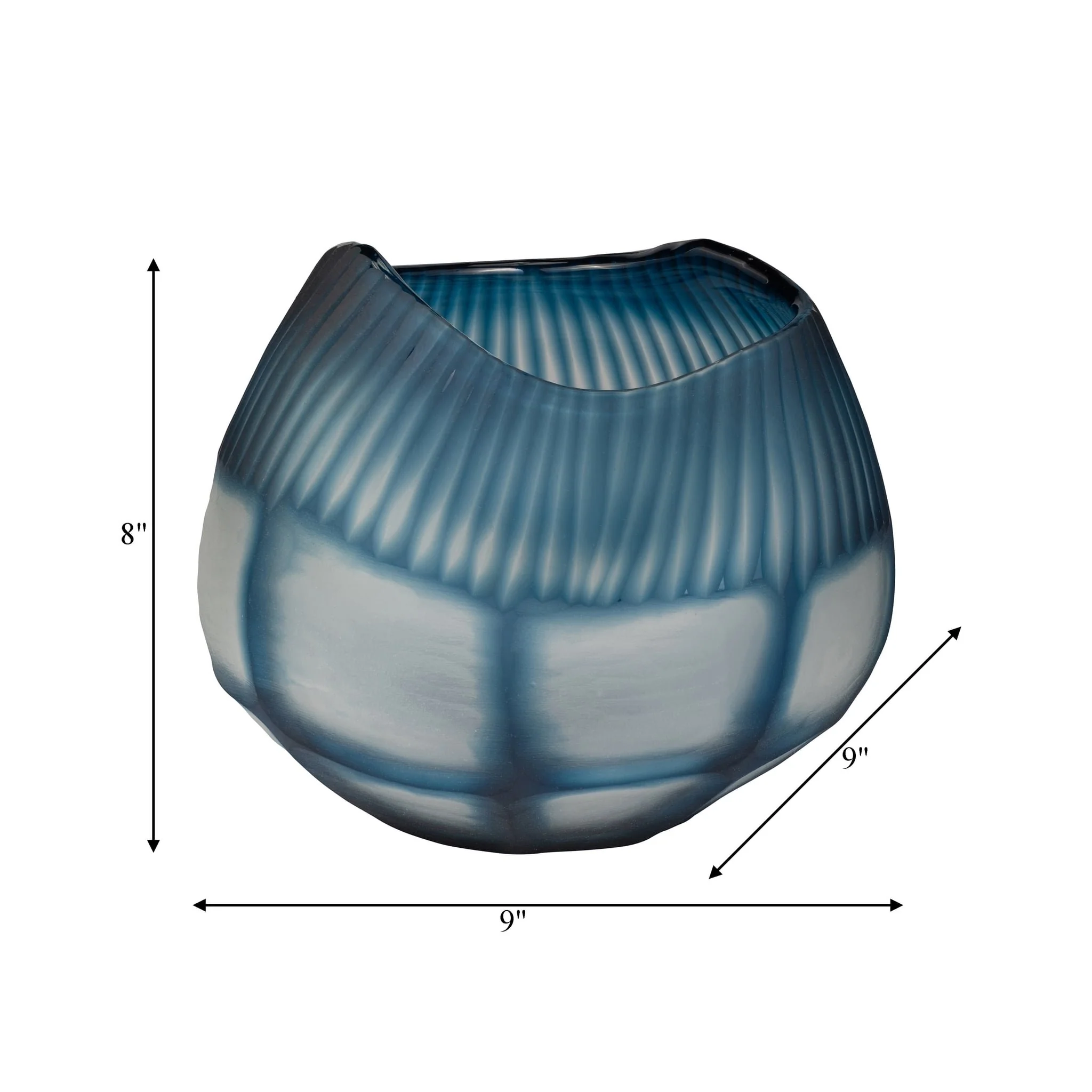 Glass, 9" Carved Bowl Blue - Image 9