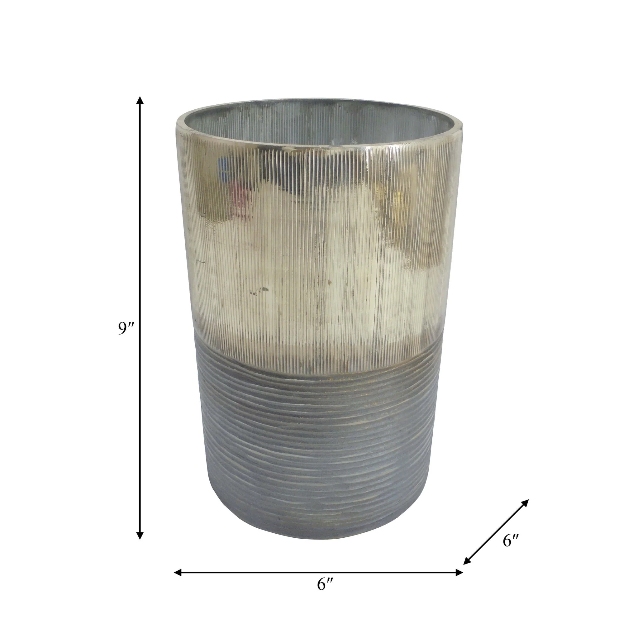 Glass, 9" Metallic 2-tone Vase, Silver - Image 8