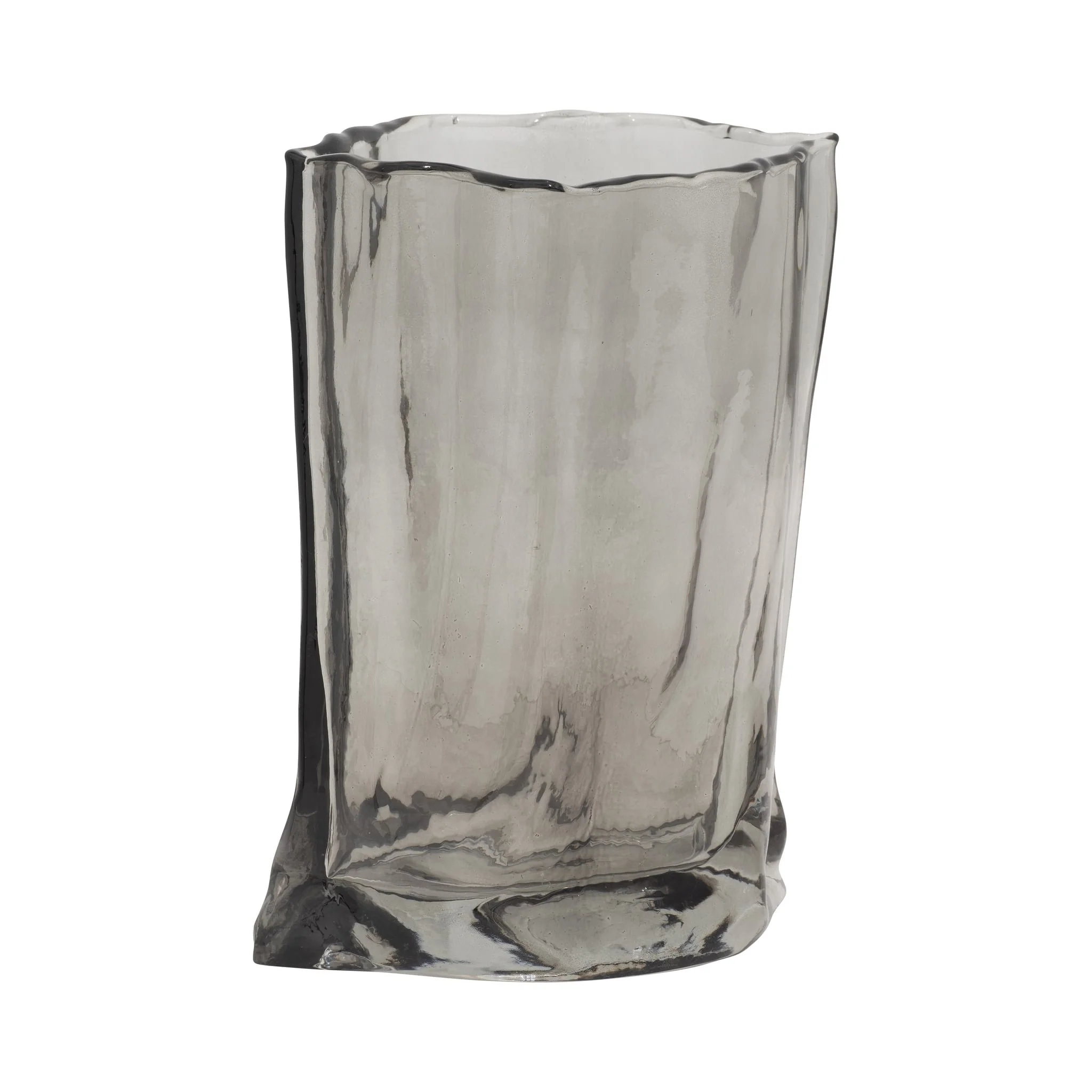 Glass, 9" Paper Bag Vase, Smoke - Image 2