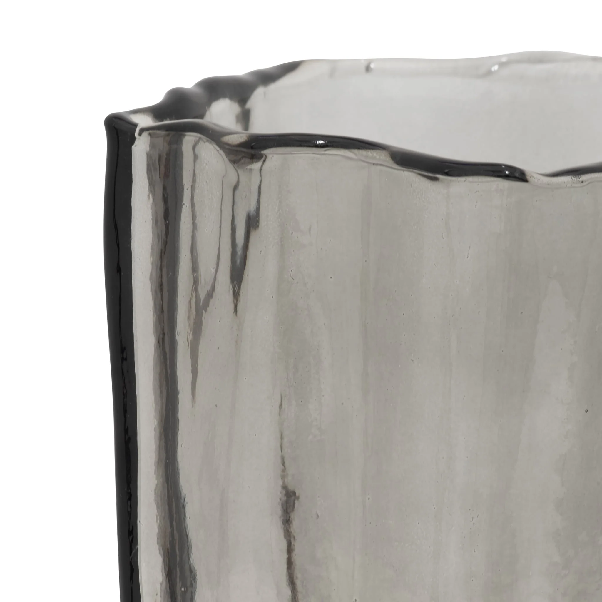 Glass, 9" Paper Bag Vase, Smoke - Image 4