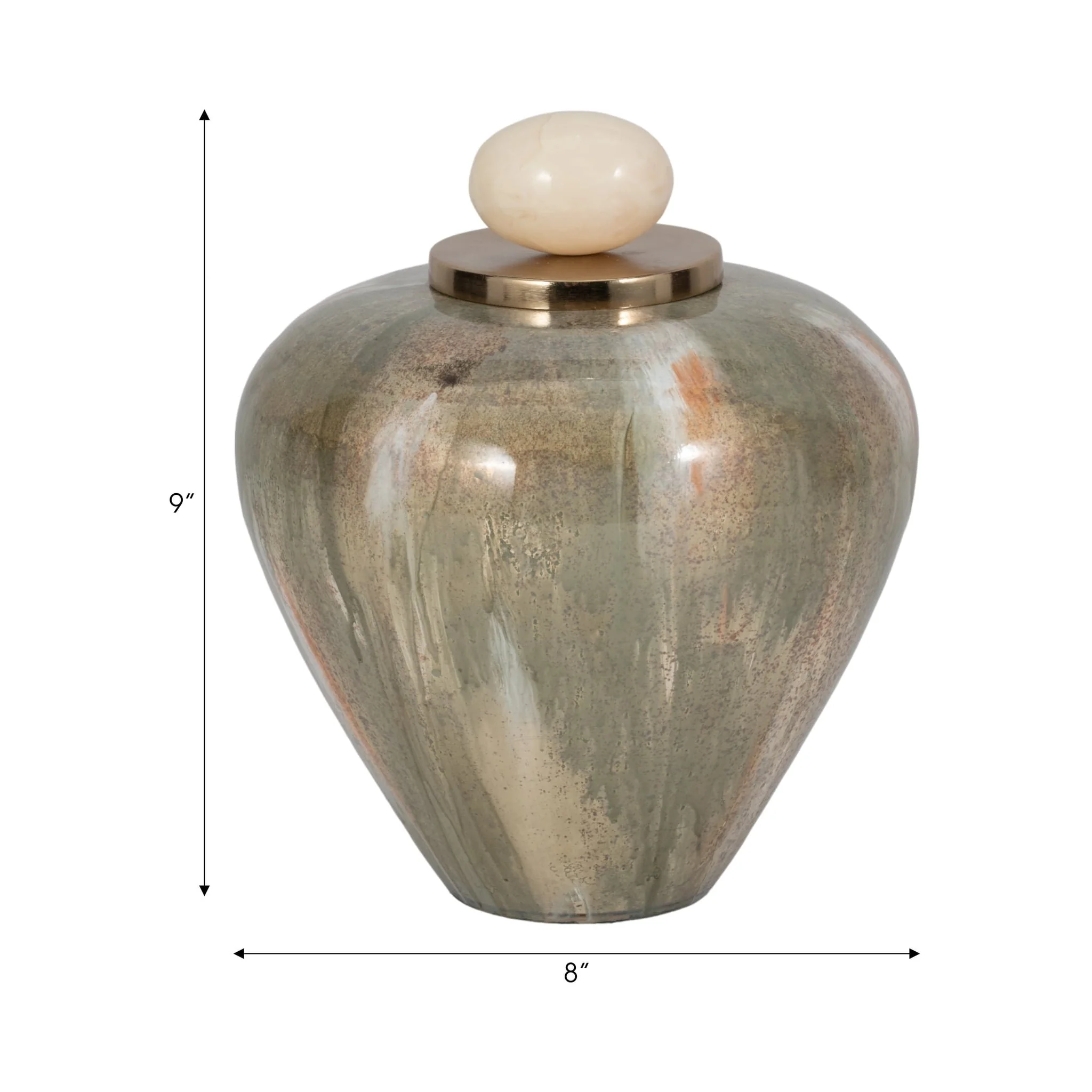 Glass, 9" Temple Vase W/ Resin Topper, Blush/green - Image 7