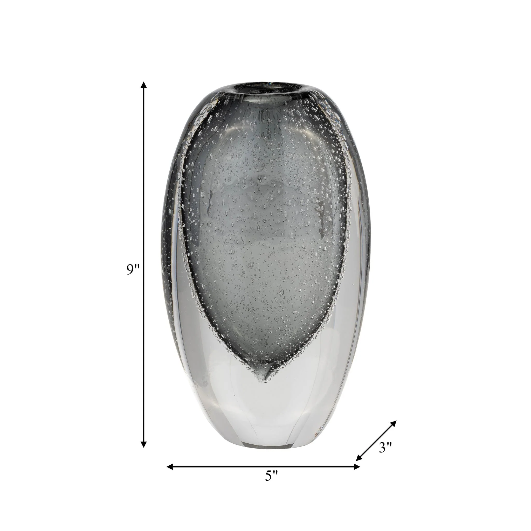 Glass, 9"h Ellipse Vase, Smoke - Image 9