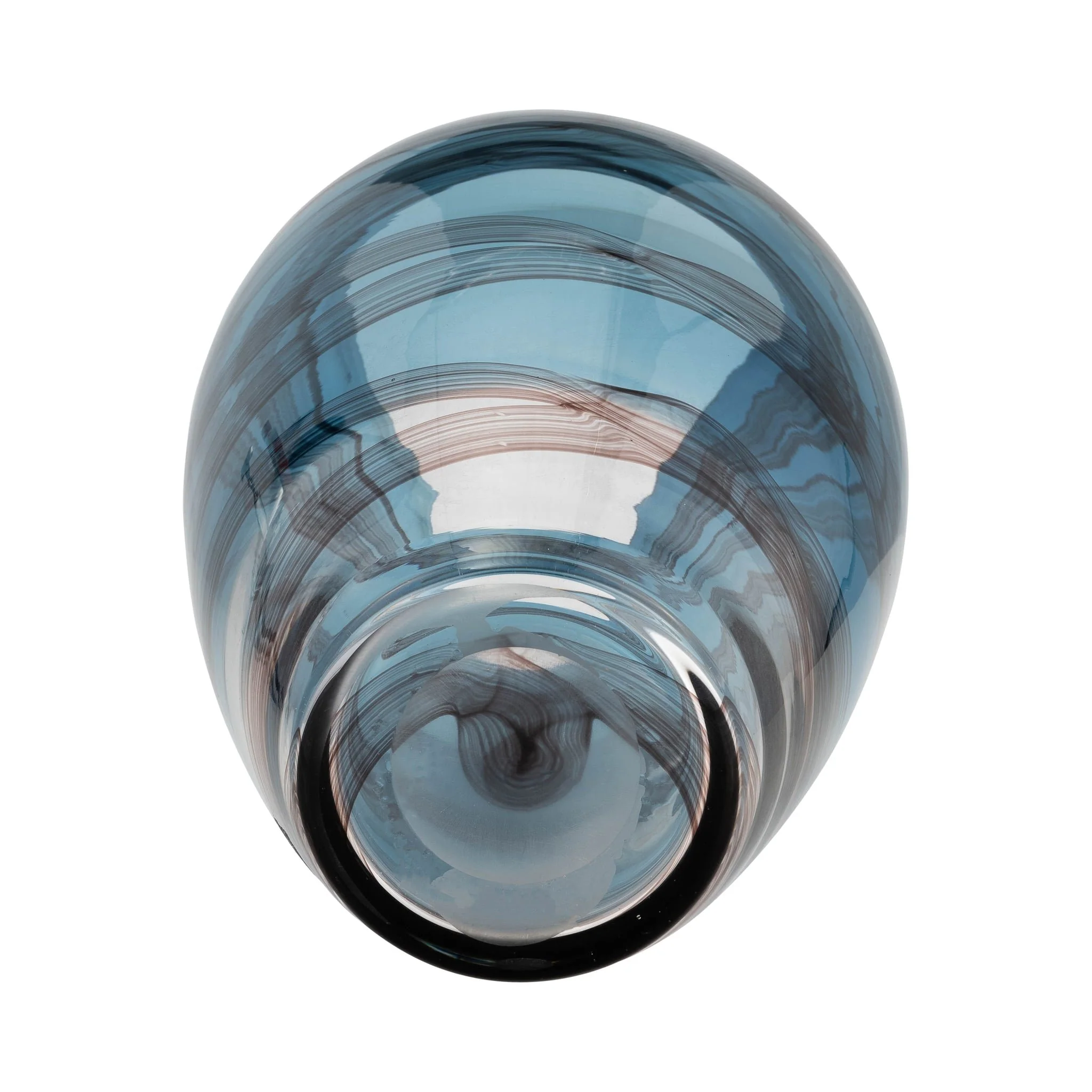 Glass, 9"h Swirl Vase, Blue - Image 7