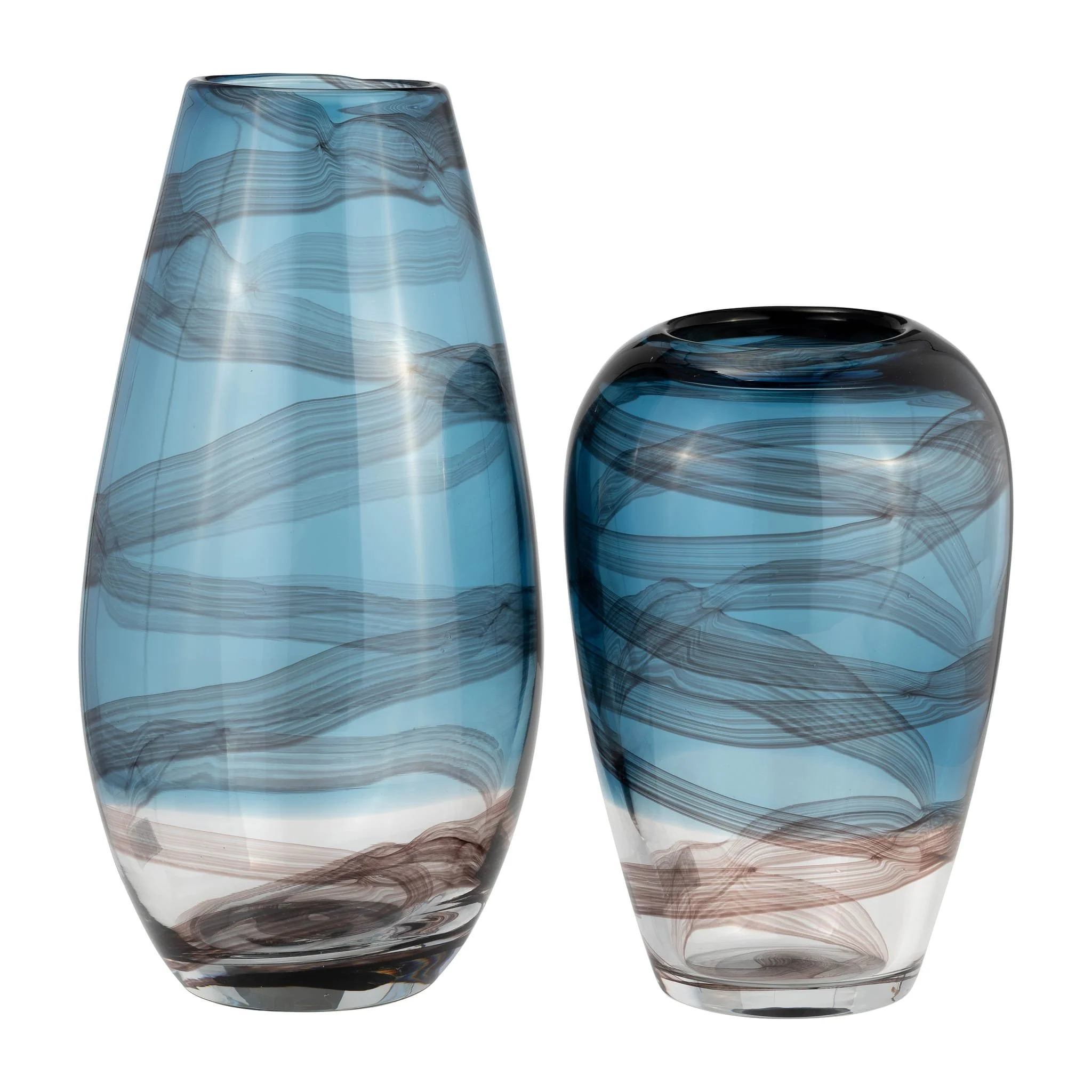 Glass, 9"h Swirl Vase, Blue - Image 8