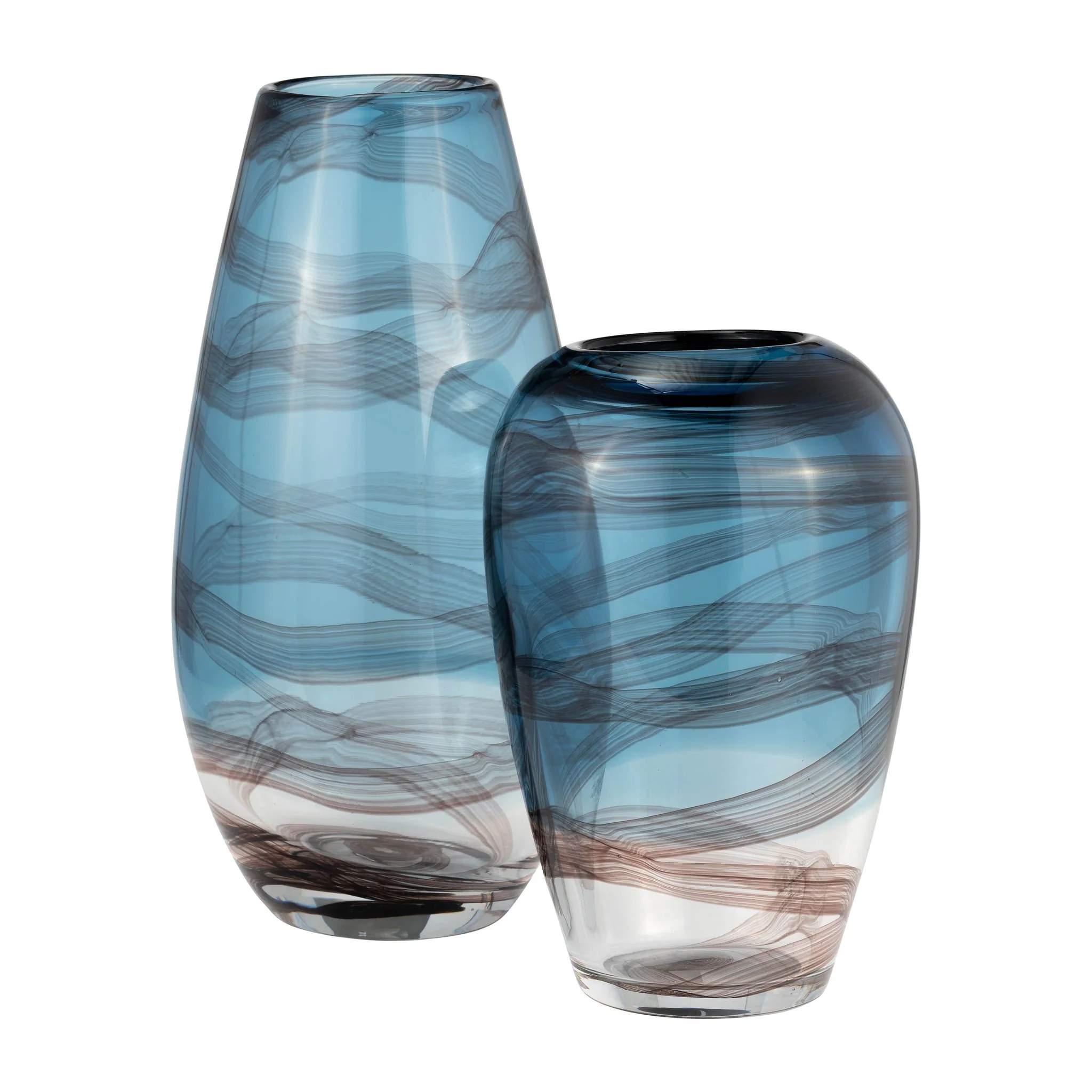 Glass, 9"h Swirl Vase, Blue - Image 9