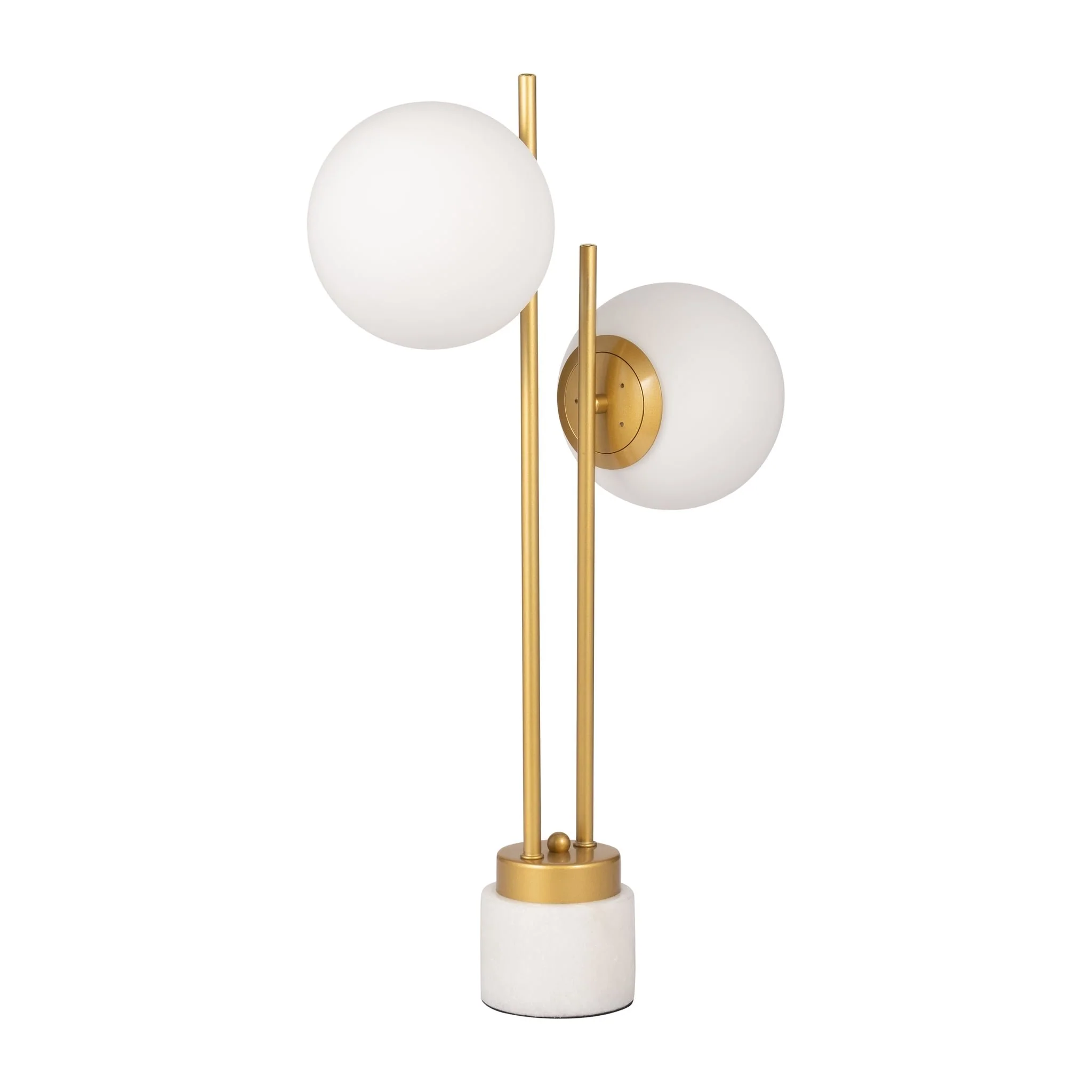 Glass/brass 23" Double Diffuser Table Lamp, Gold - Image 3