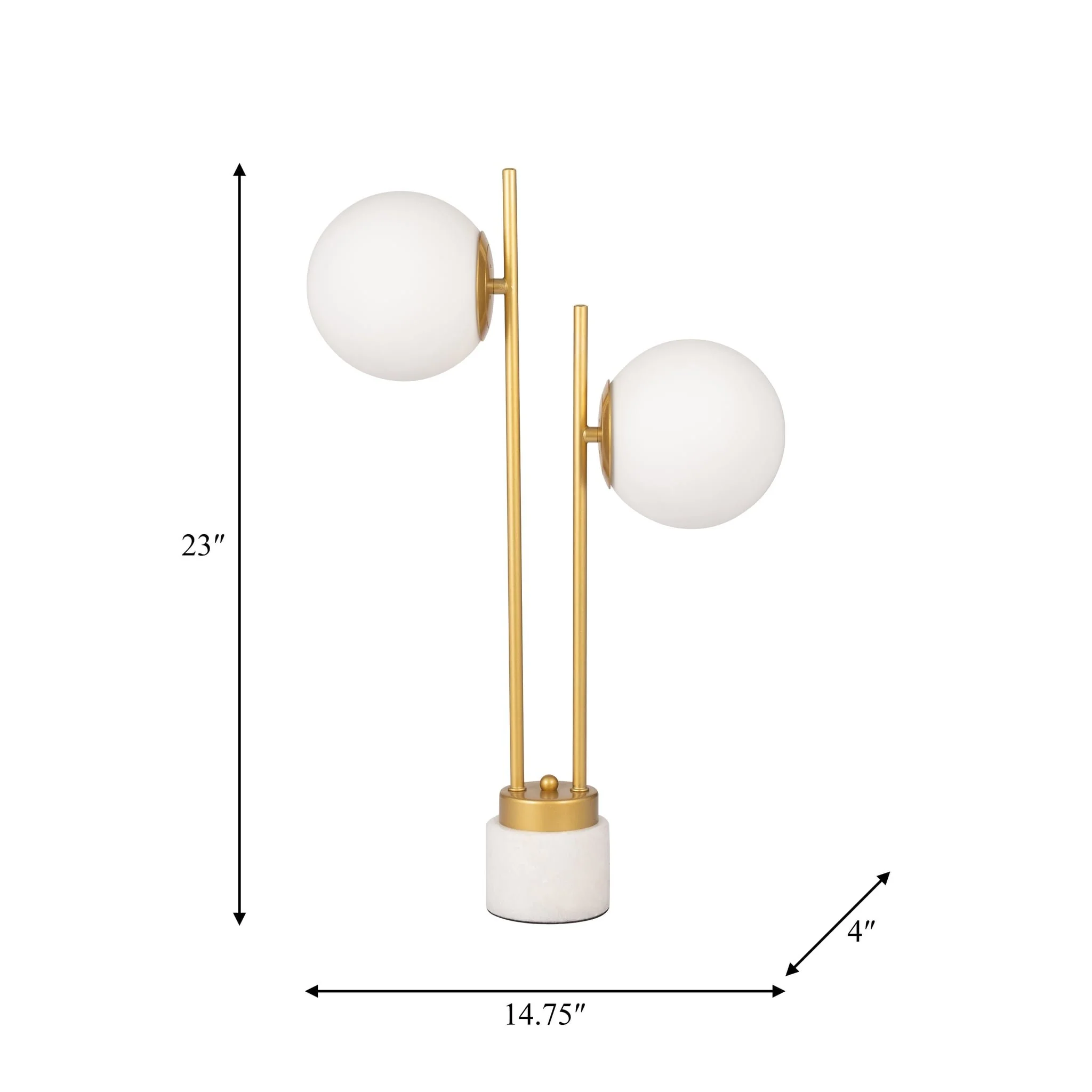 Glass/brass 23" Double Diffuser Table Lamp, Gold - Image 9
