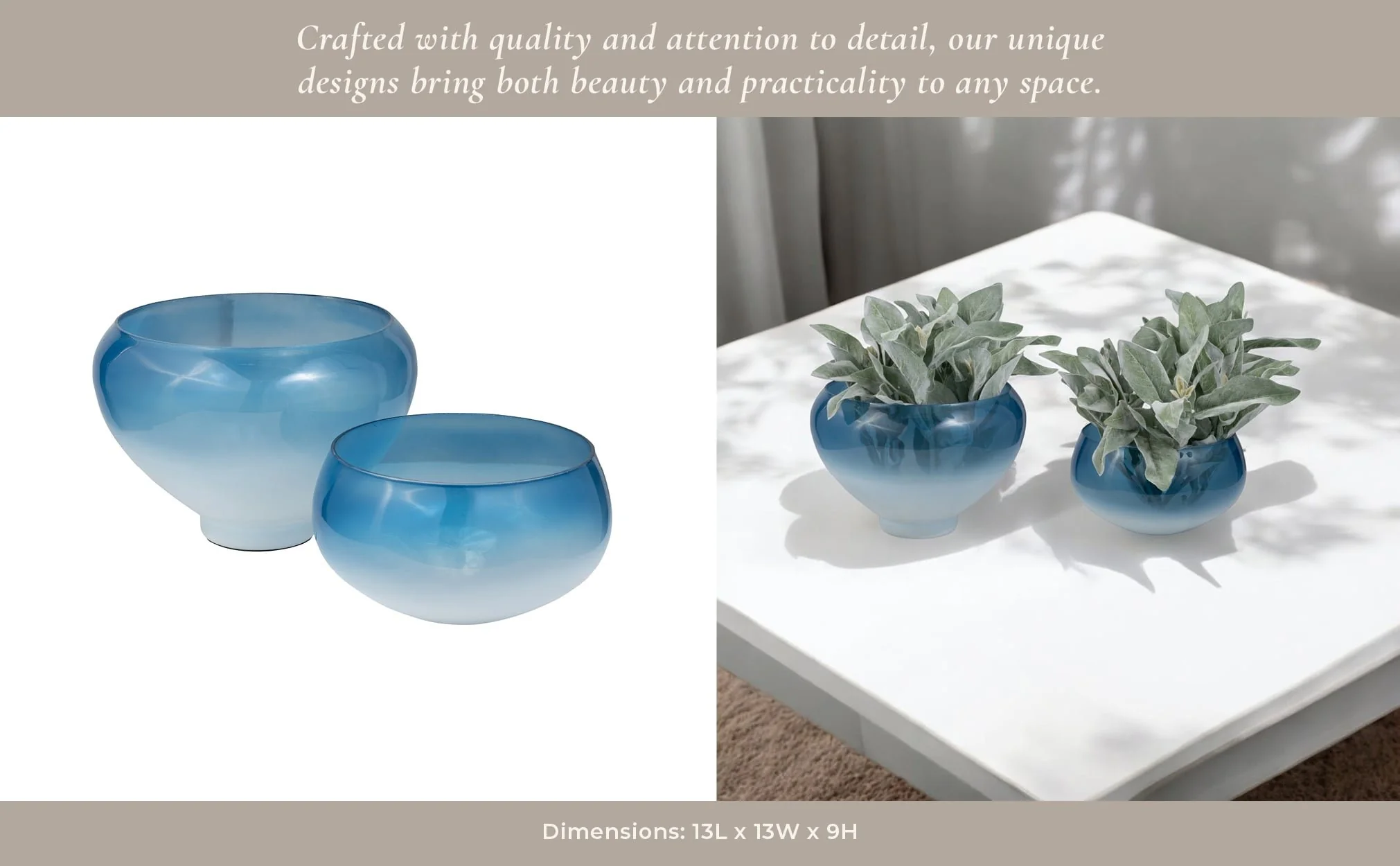 Glass, S/2 10/14" Decorative Bowls, Blue - Image 10