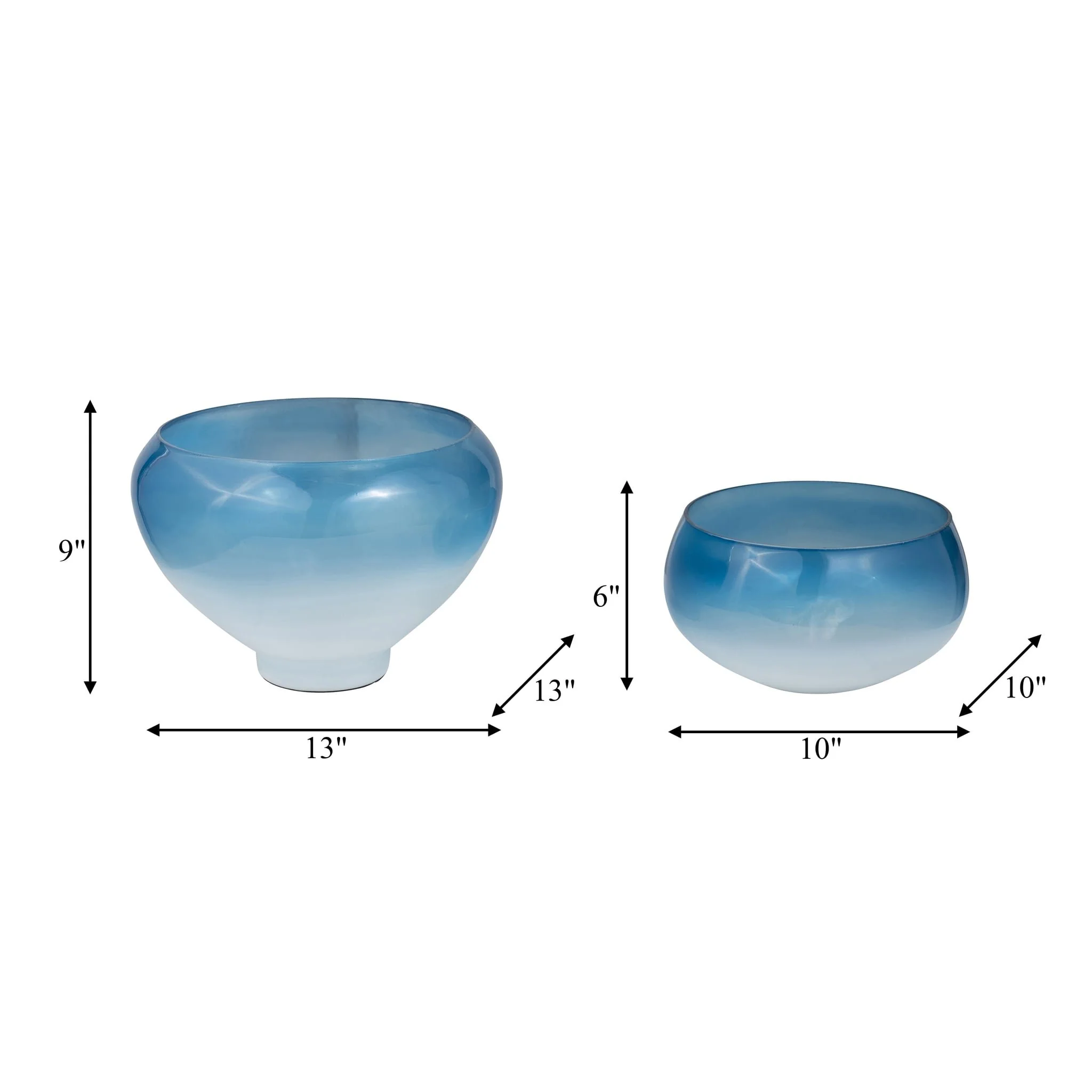 Glass, S/2 10/14" Decorative Bowls, Blue - Image 7