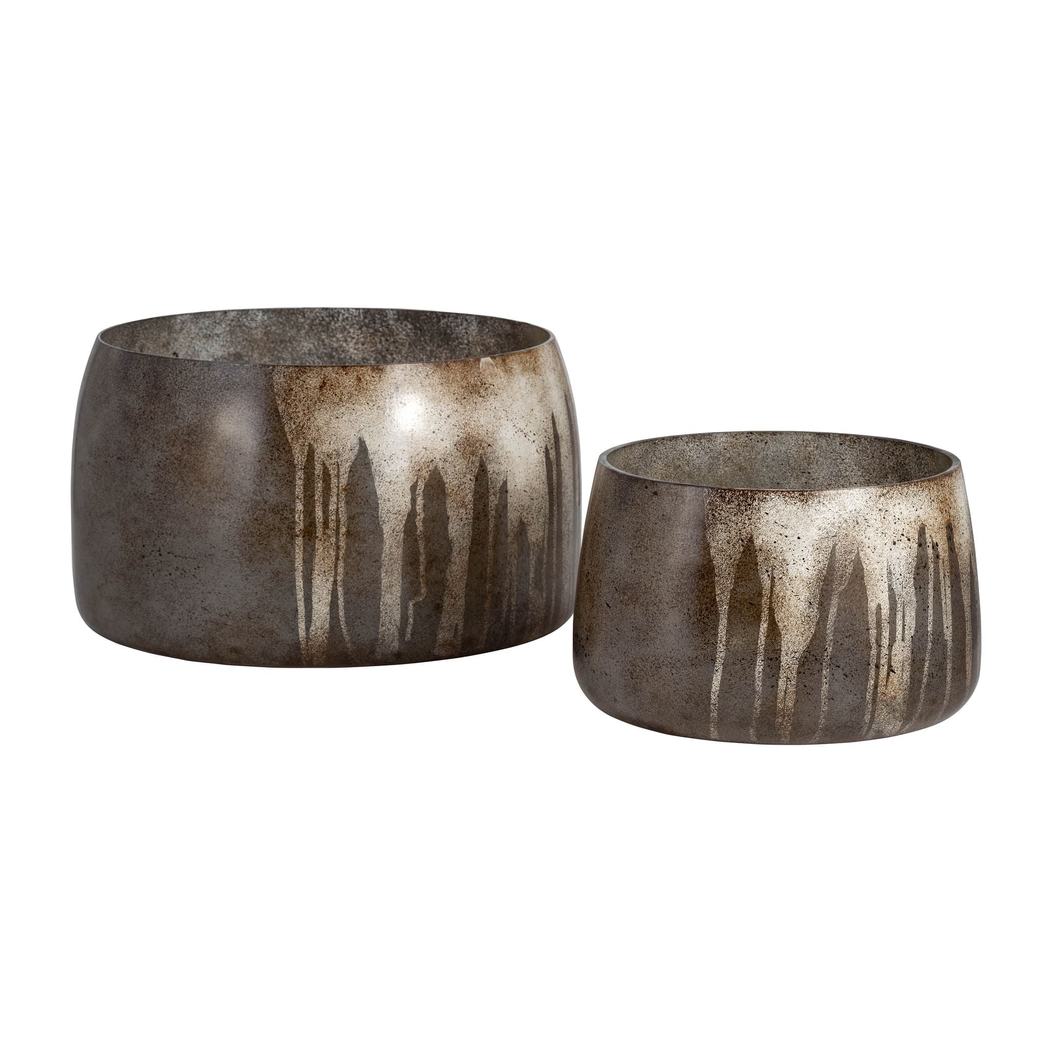 Glass, S/2 10/14" Decorative Bowls, Bronze - Image 2