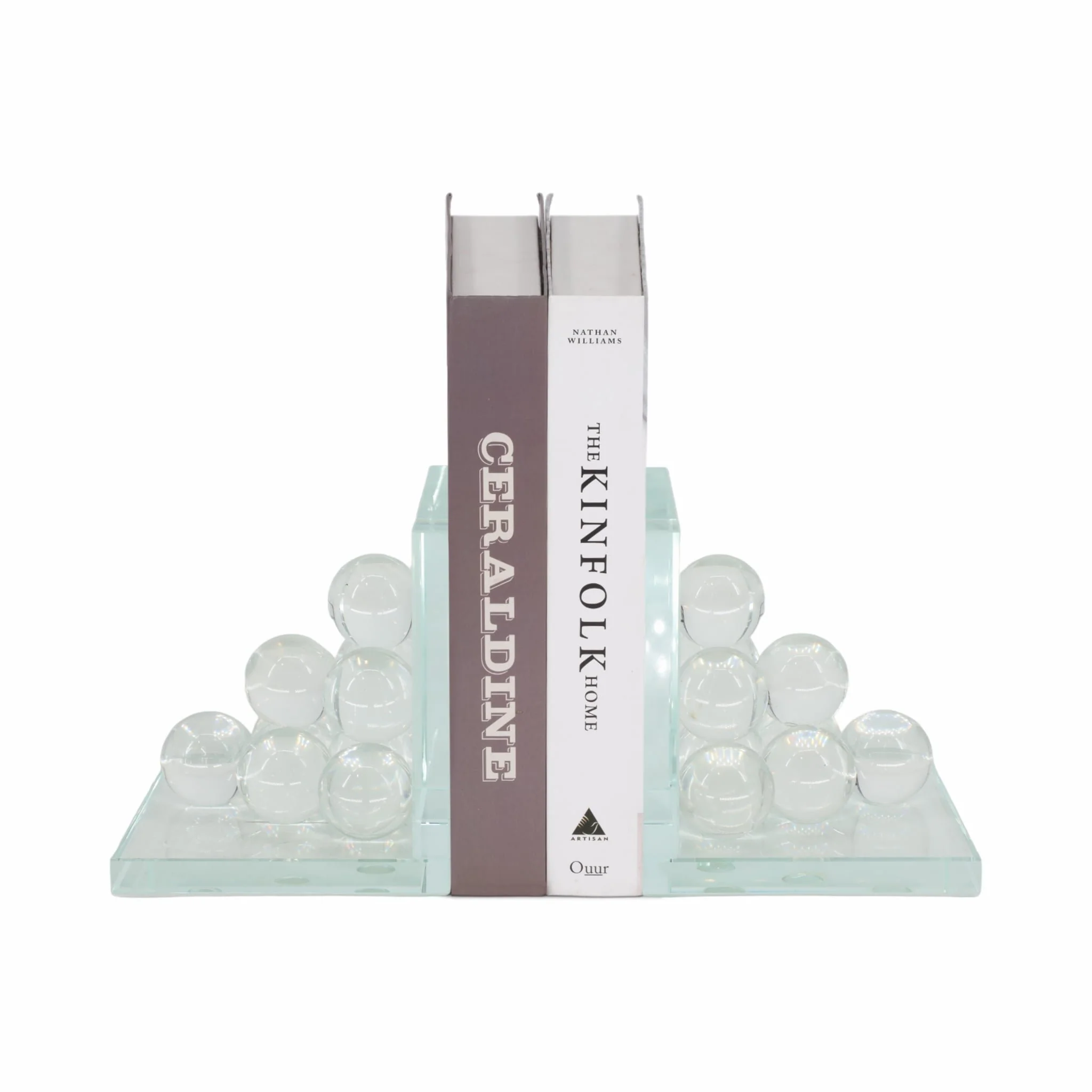 Glass, S/2 6" Orb Bookends, Clear - Image 2