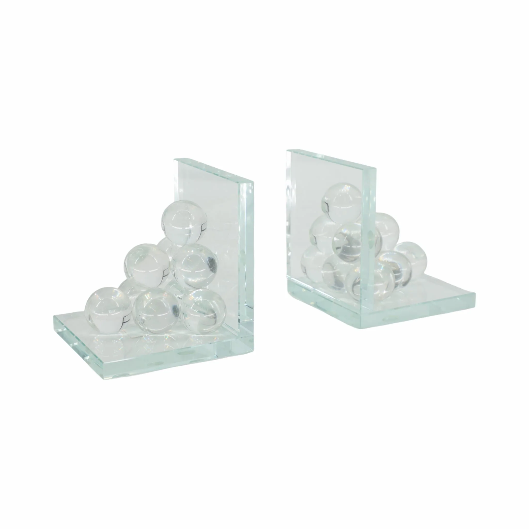 Glass, S/2 6" Orb Bookends, Clear - Image 3