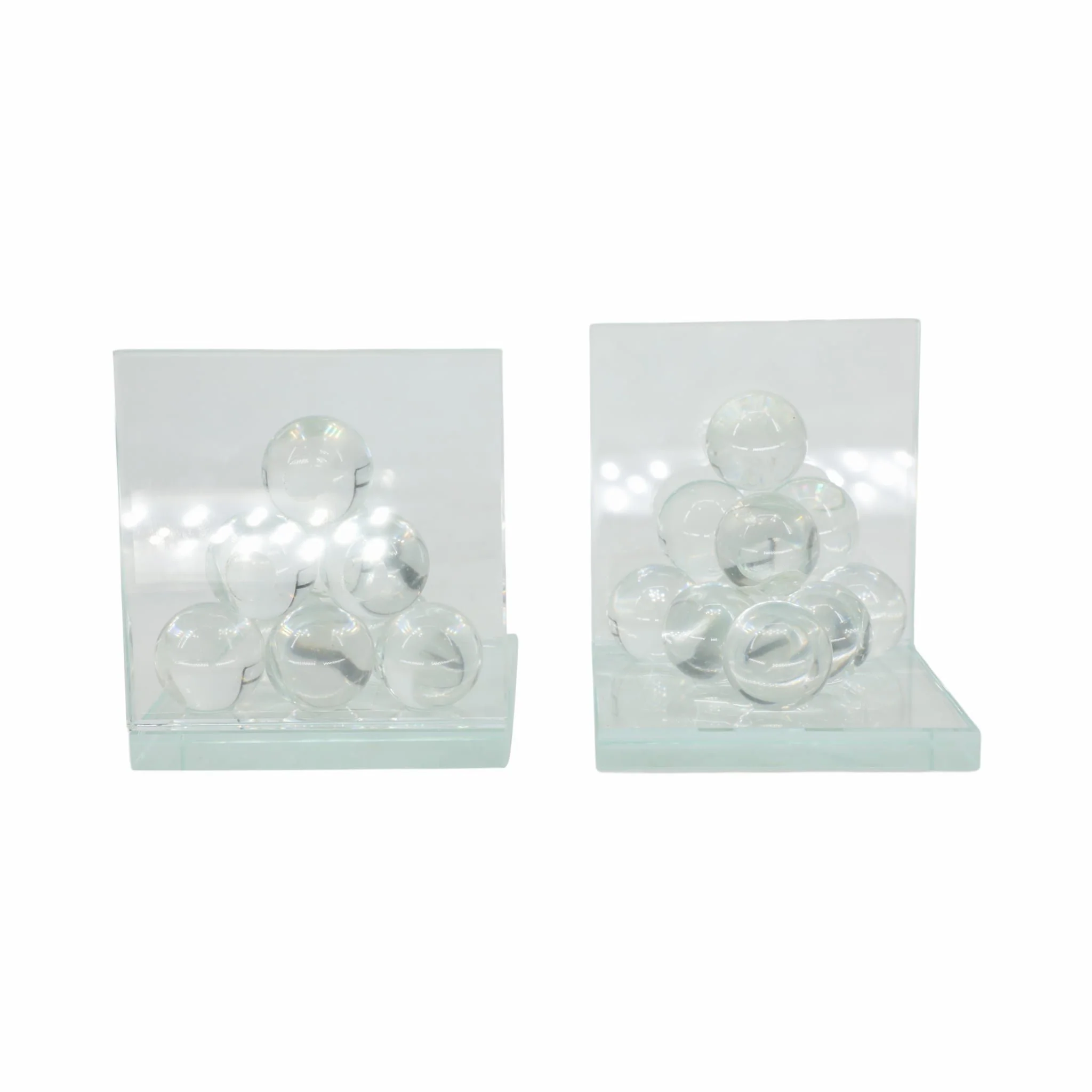 Glass, S/2 6" Orb Bookends, Clear - Image 6