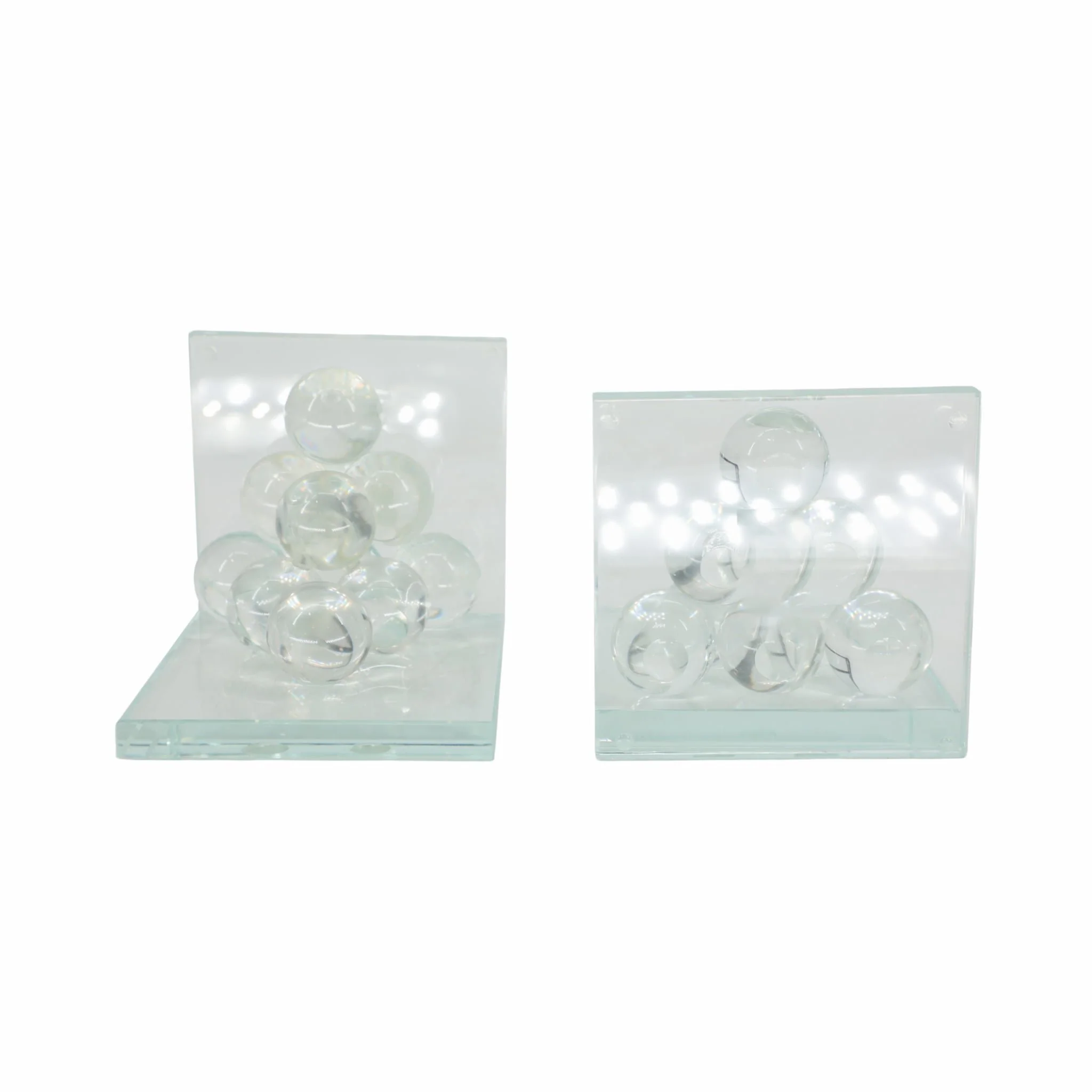 Glass, S/2 6" Orb Bookends, Clear - Image 7