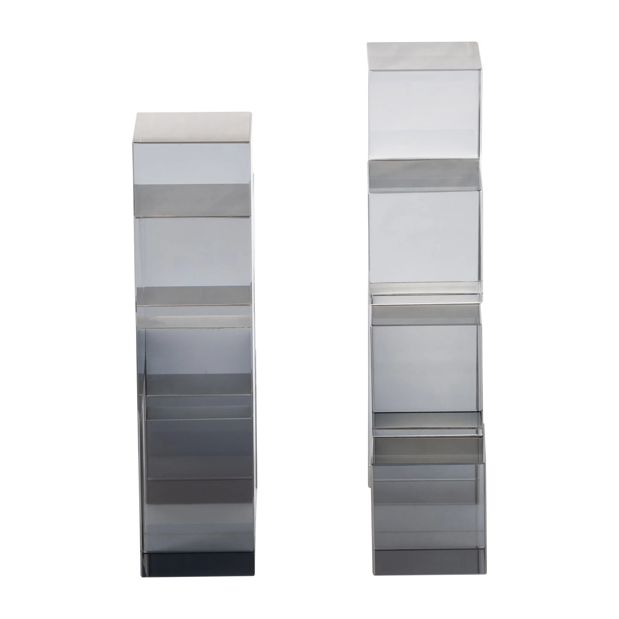 Glass, S/2 6" Tetrimino Bookends, Smoke - Image 5