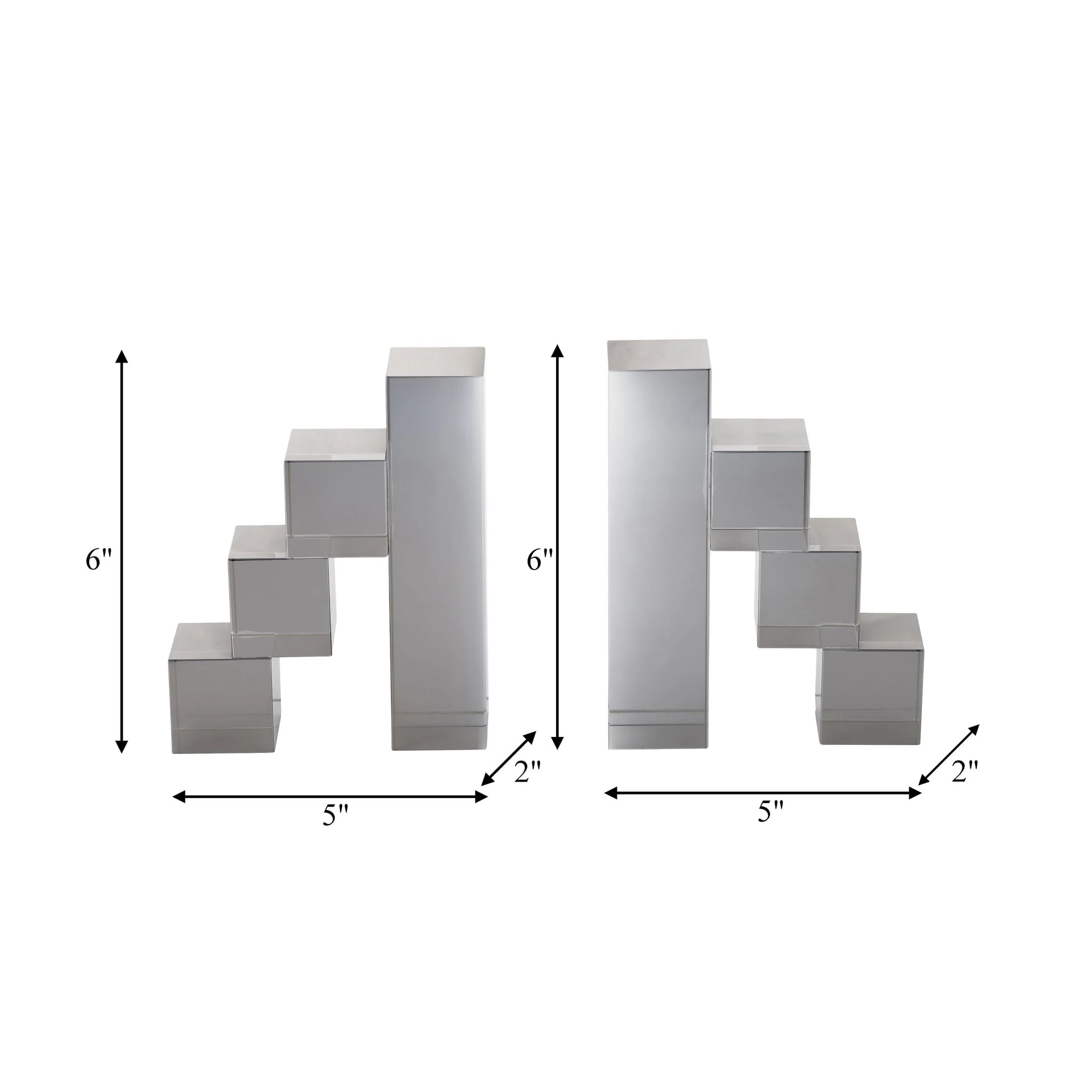 Glass, S/2 6" Tetrimino Bookends, Smoke - Image 7
