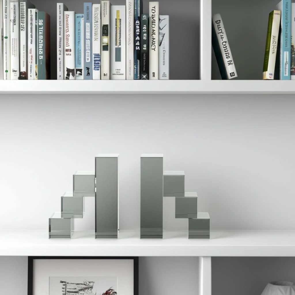 Glass, S/2 6" Tetrimino Bookends, Smoke - Image 9