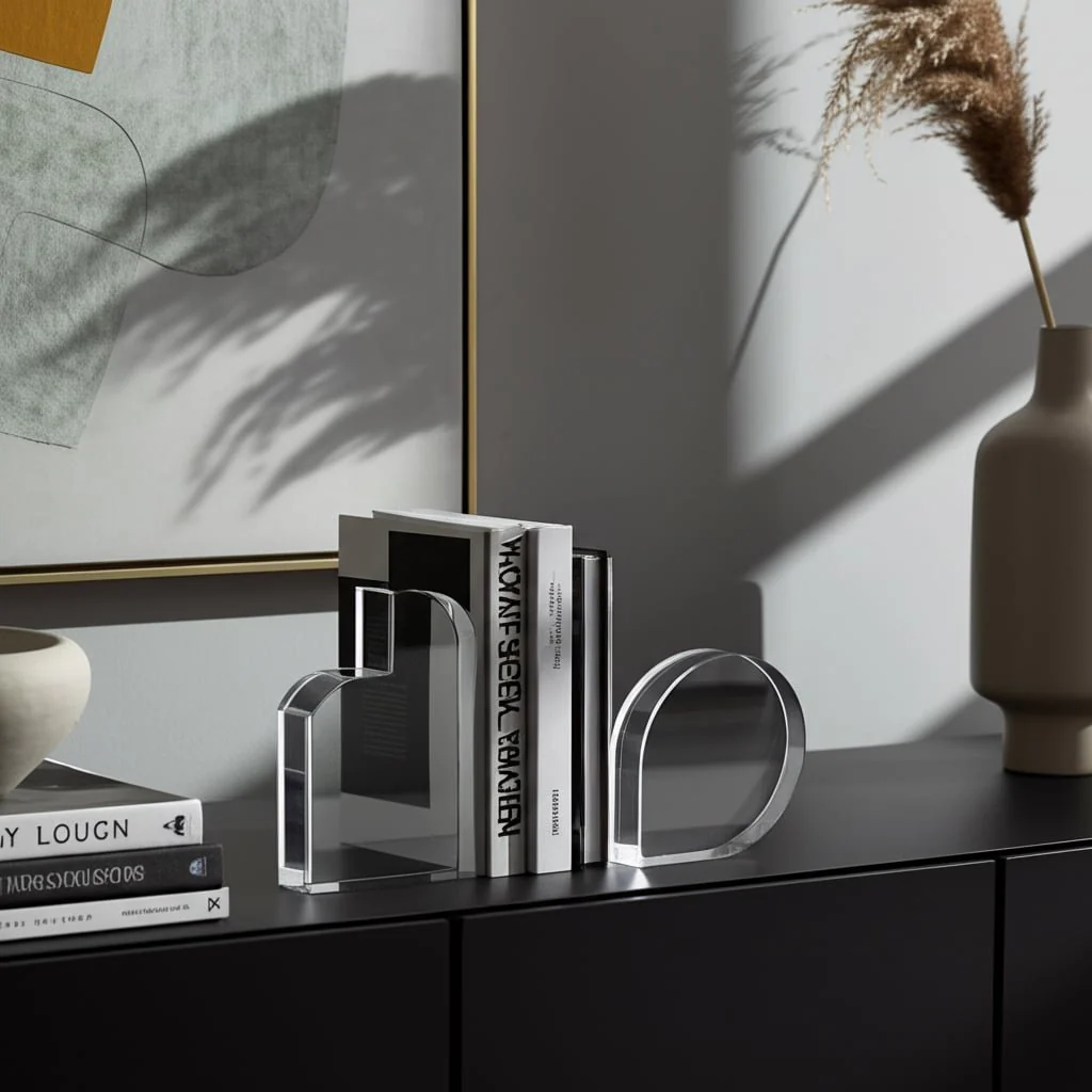 Glass, S/2 7" Contemporary Bookends, Smoke - Image 12