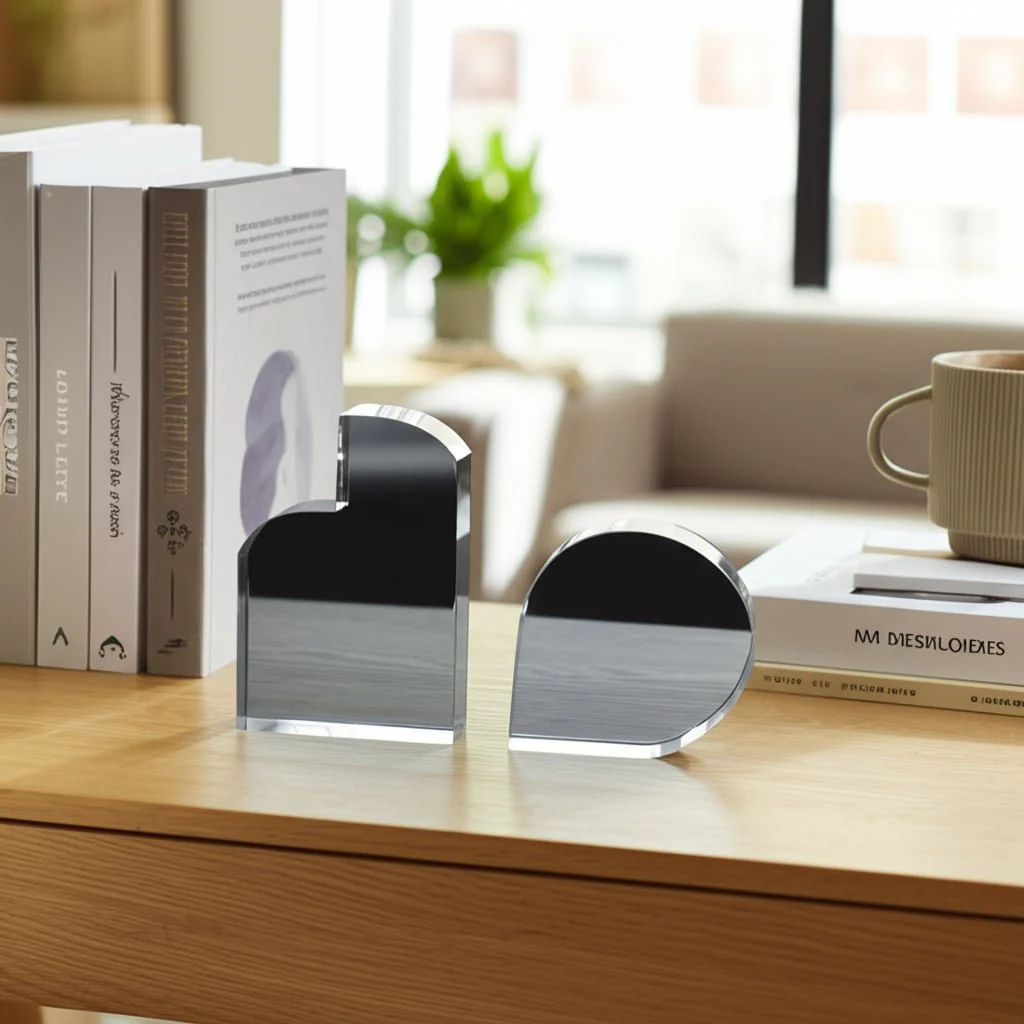 Glass, S/2 7" Contemporary Bookends, Smoke - Image 13