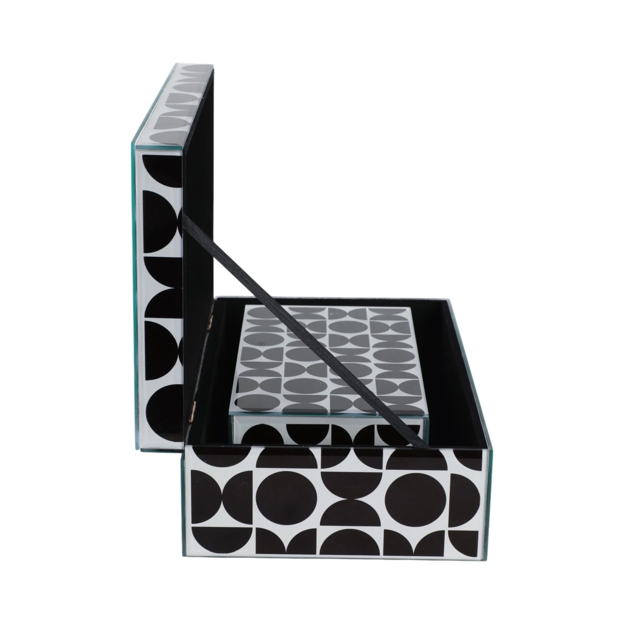 Glass, S/2 8/11" Modern Print Boxes, Black/white - Image 3