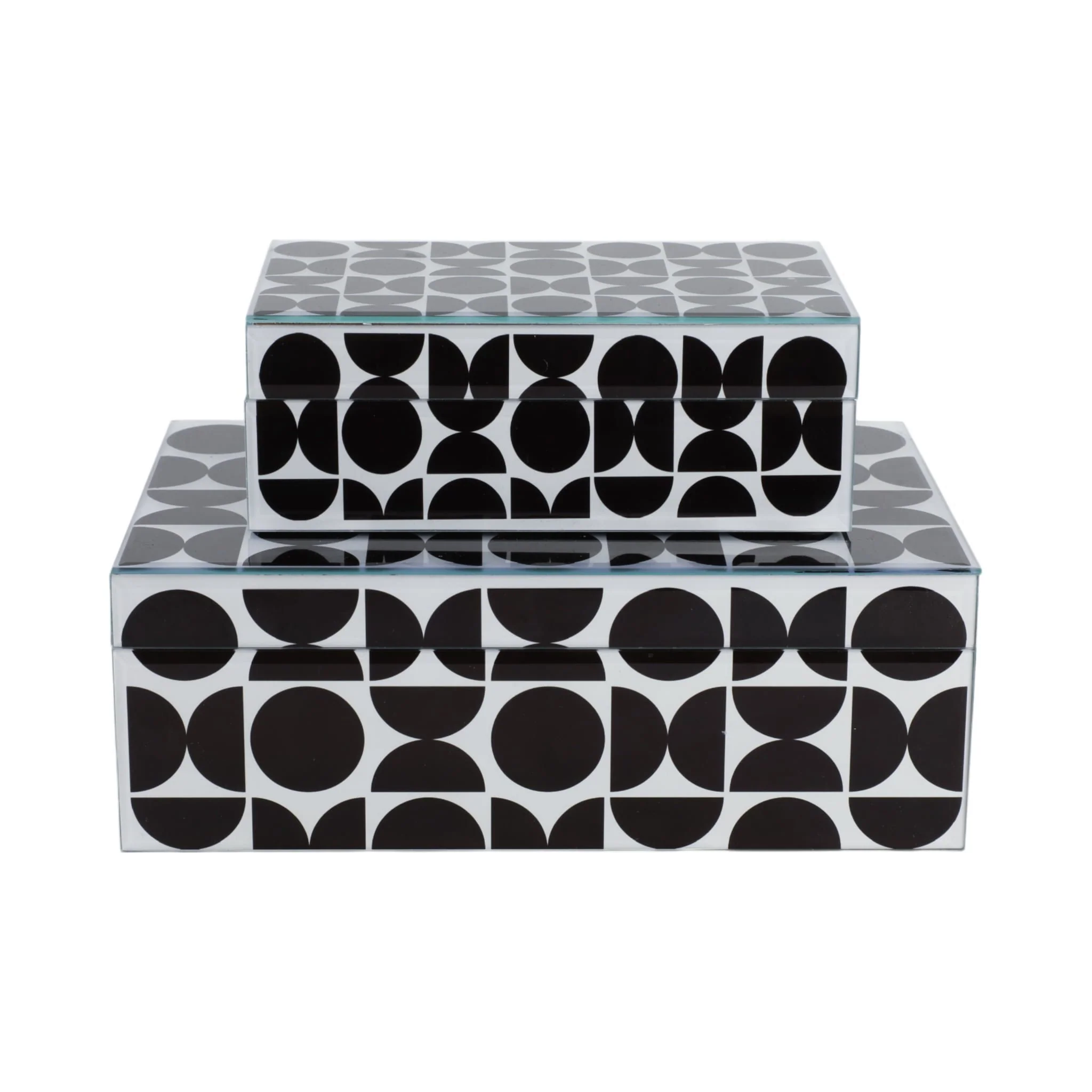 Glass, S/2 8/11" Modern Print Boxes, Black/white - Image 4