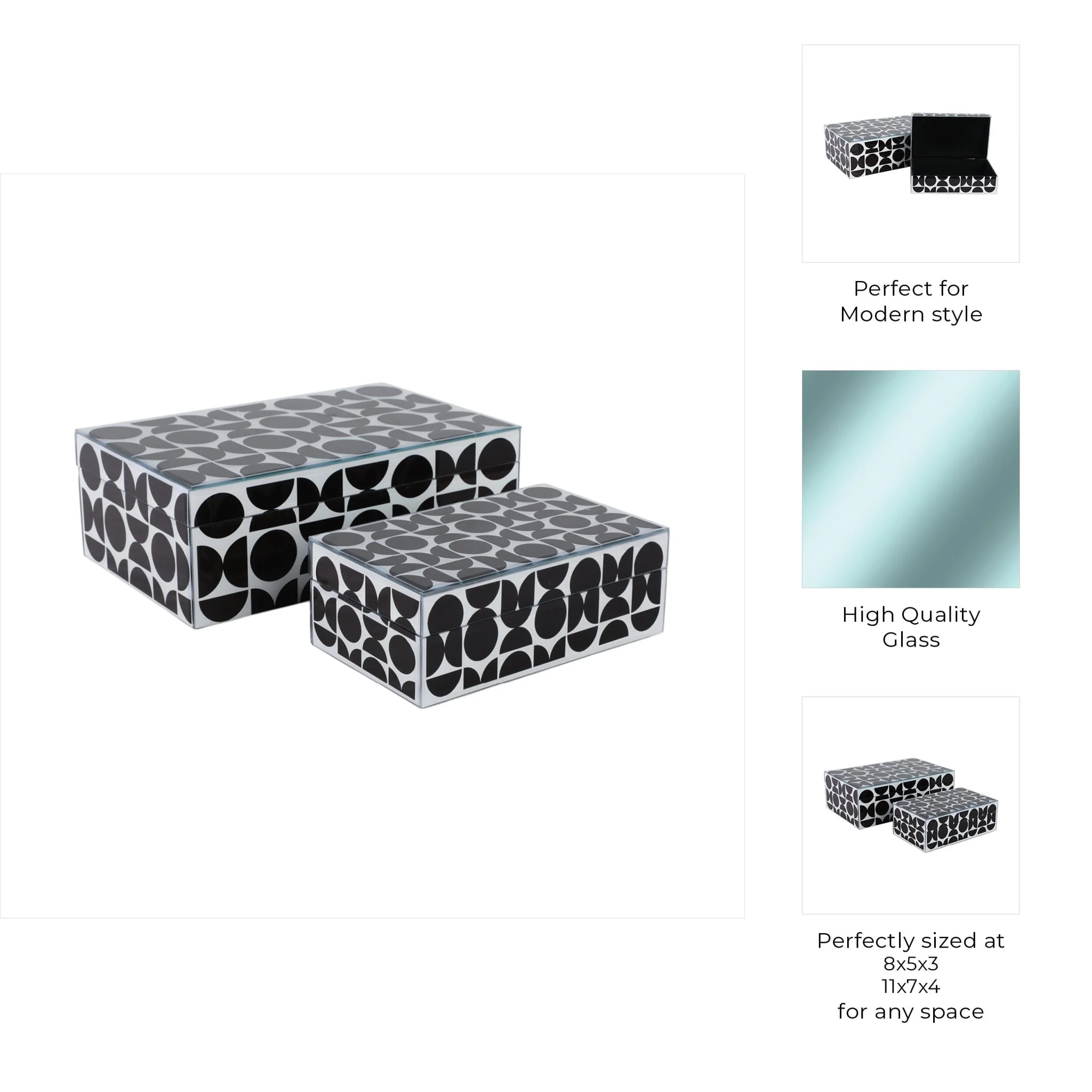 Glass, S/2 8/11" Modern Print Boxes, Black/white - Image 8