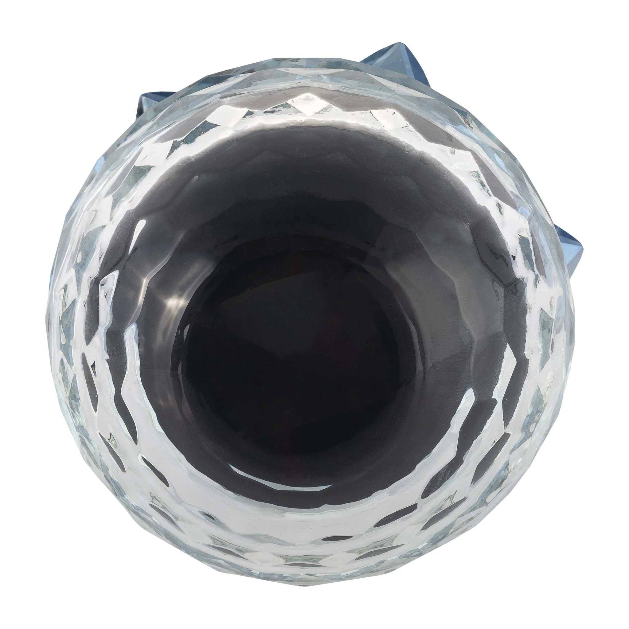 Glass Trinket Box Clear W/lt Blue Lotus Top - Image 6