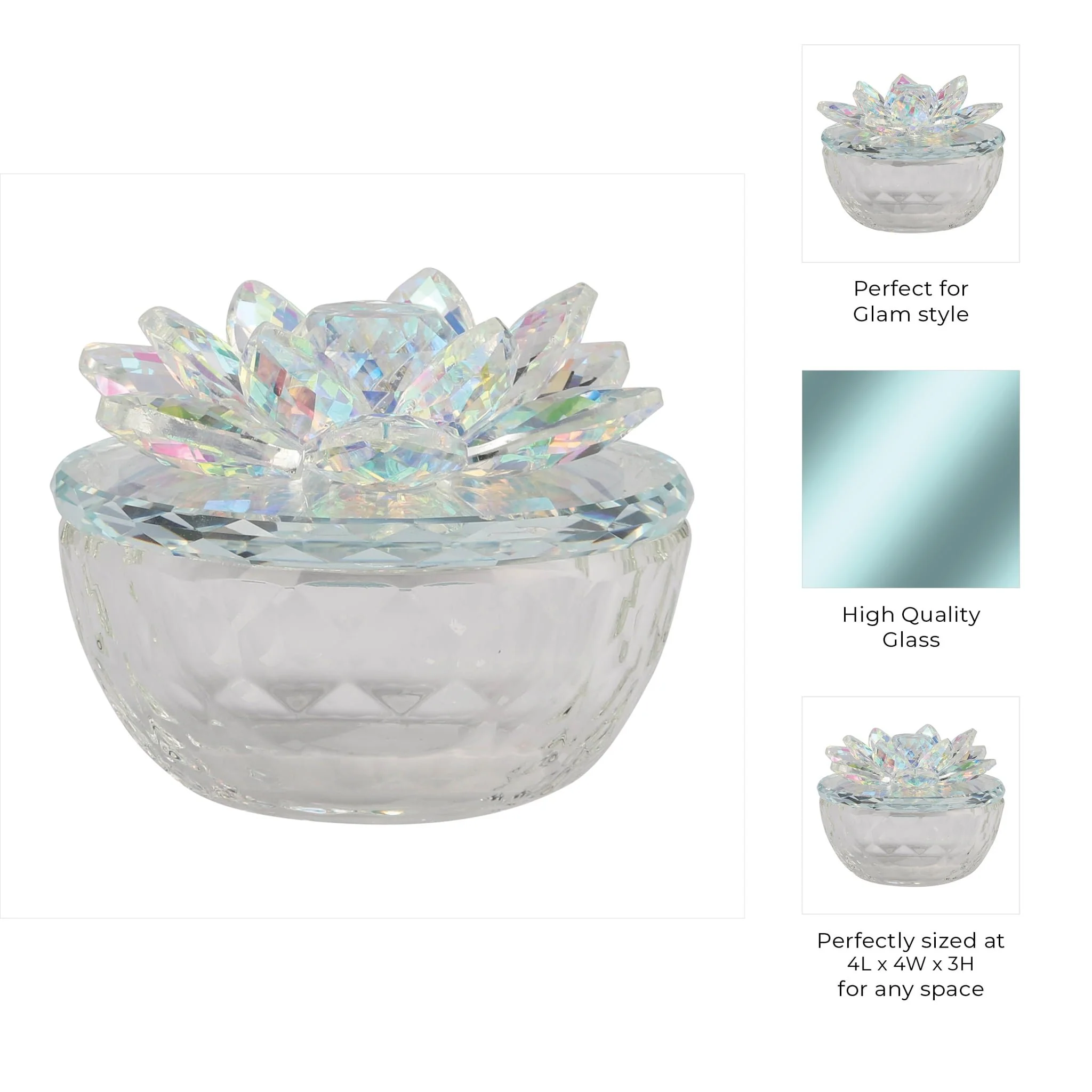 Glass Trinket Box Clear W/rainbow - Image 10