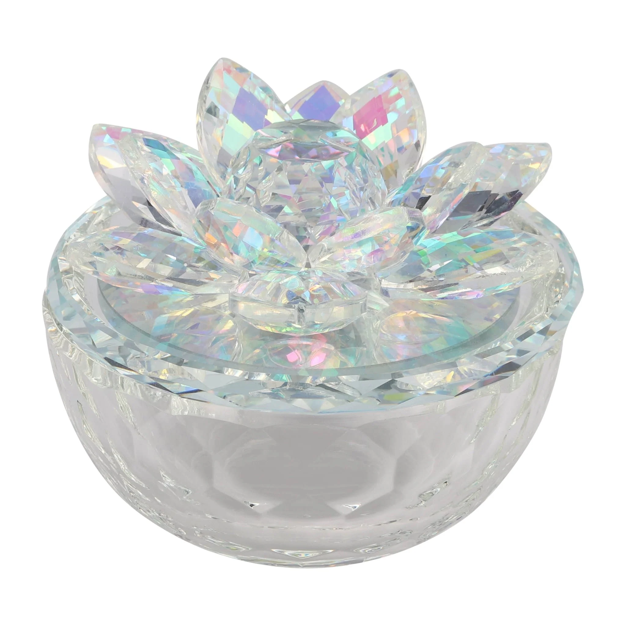 Glass Trinket Box Clear W/rainbow - Image 3