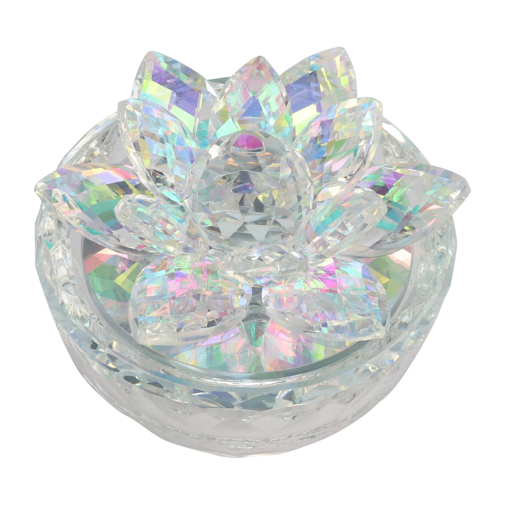 Glass Trinket Box Clear W/rainbow - Image 5