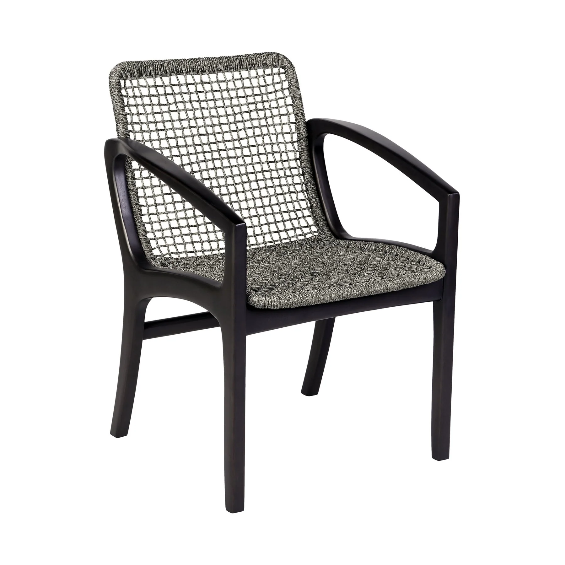 Glendora Beckham Outdoor Patio 5 Piece Live Edge Dining Set in Eucalyptus Wood and Gray Rope - Image 2