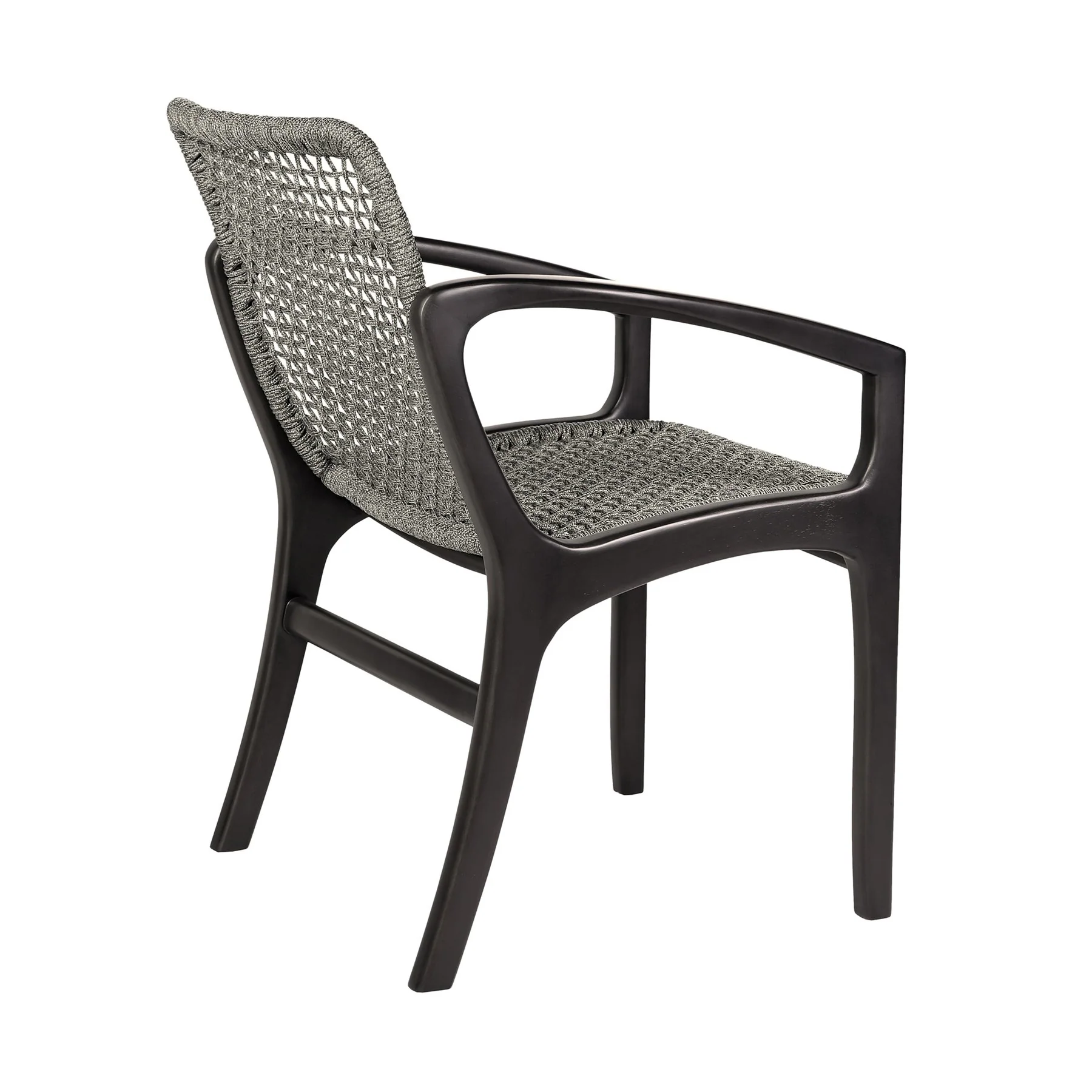 Glendora Beckham Outdoor Patio 7 Piece Live Edge Dining Set in Eucalyptus Wood and Gray Rope - Image 3