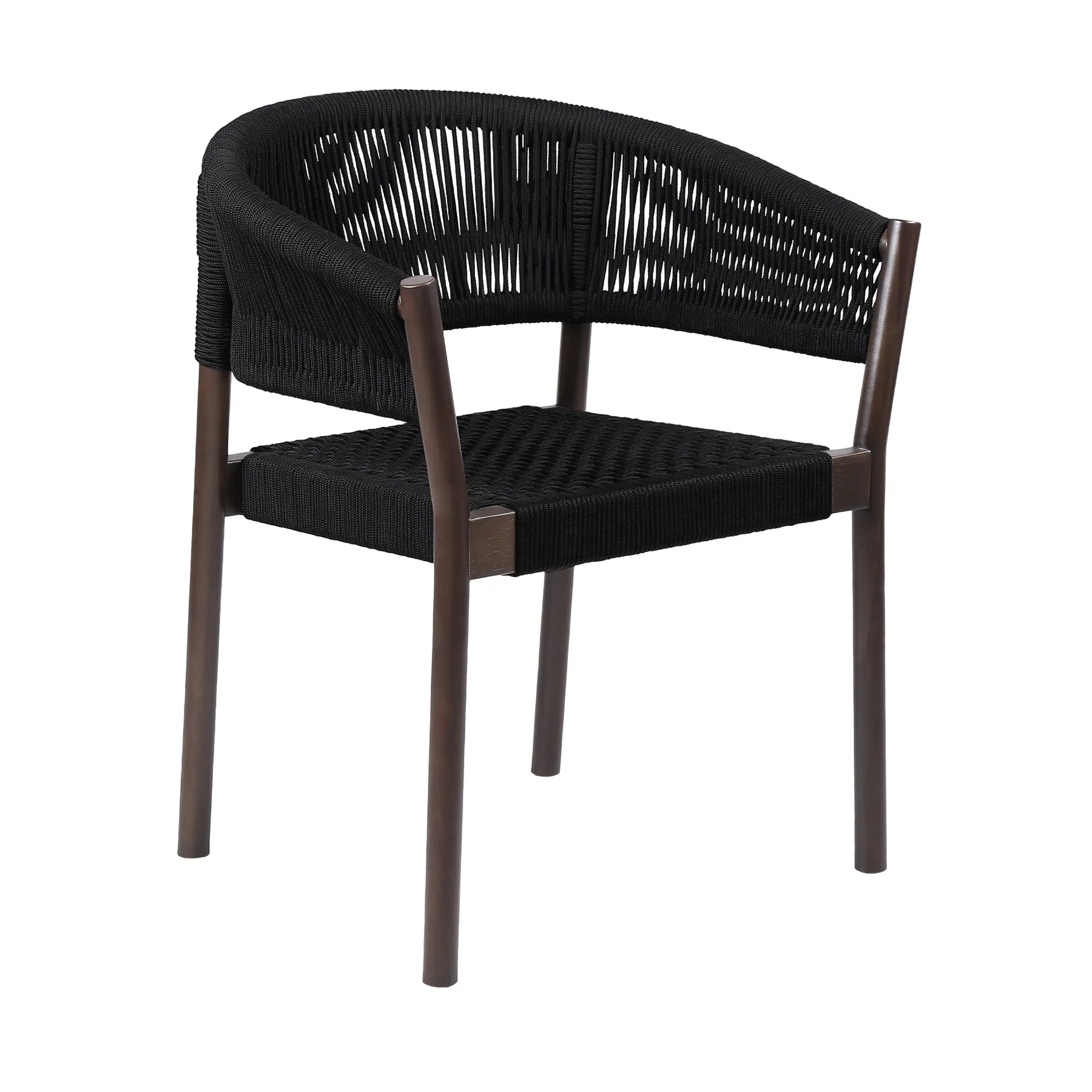 Glendora Doris Outdoor Patio 5 Piece Live Edge Dining Set in Eucalyptus Wood and Black Rope - Image 2