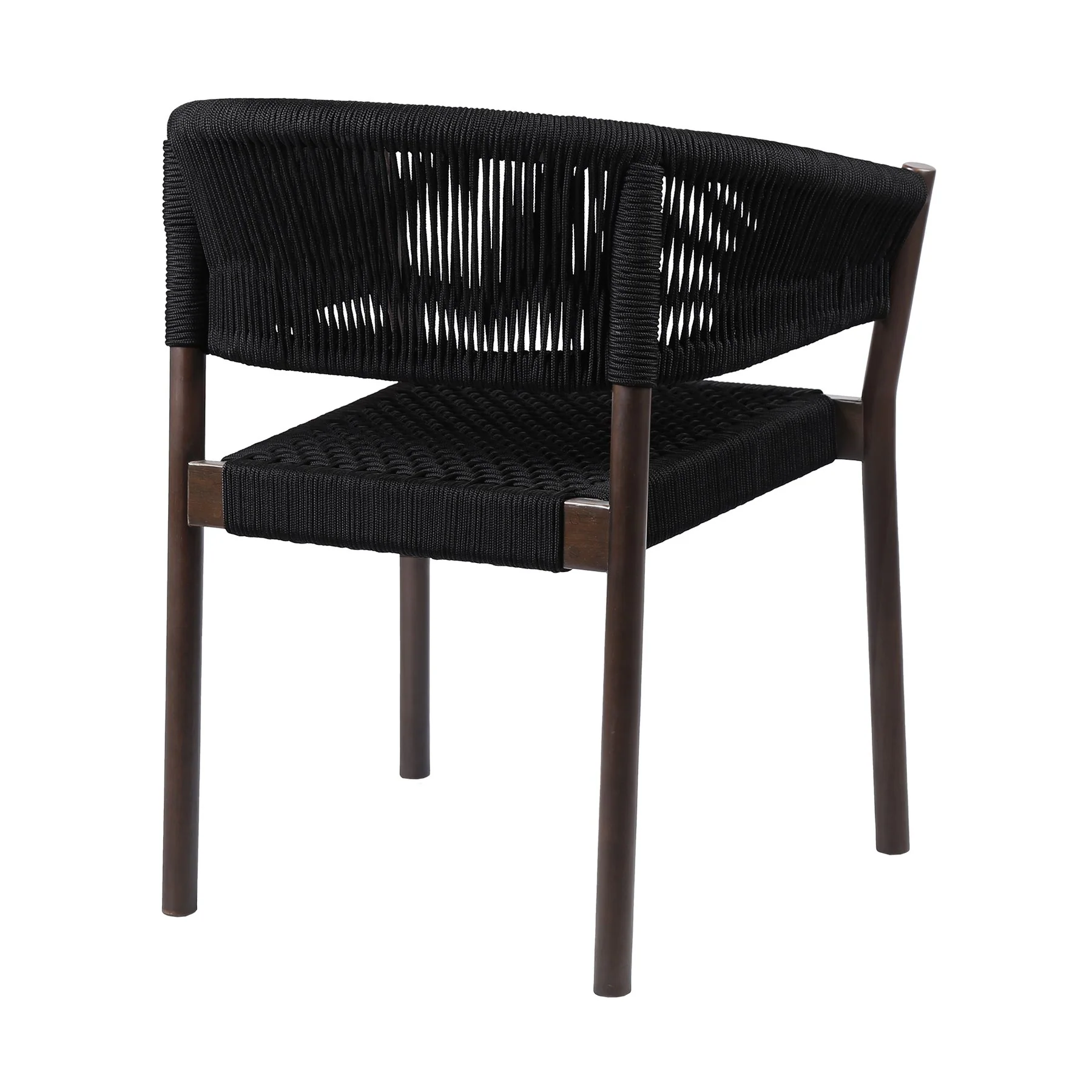 Glendora Doris Outdoor Patio 5 Piece Live Edge Dining Set in Eucalyptus Wood and Black Rope - Image 3