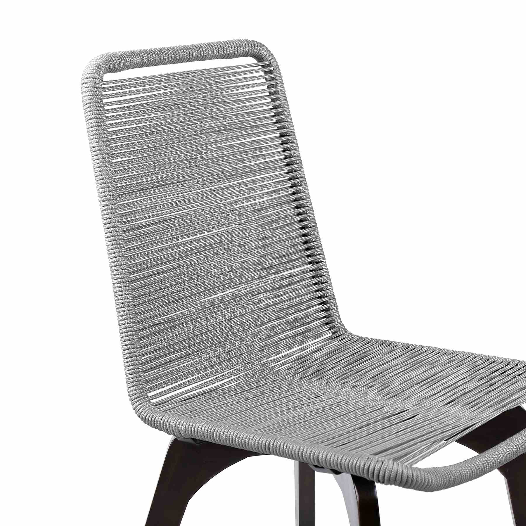 Glendora Island Outdoor Patio 5 Piece Live Edge Dining Set in Eucalyptus Wood and Silver Rope - Image 6