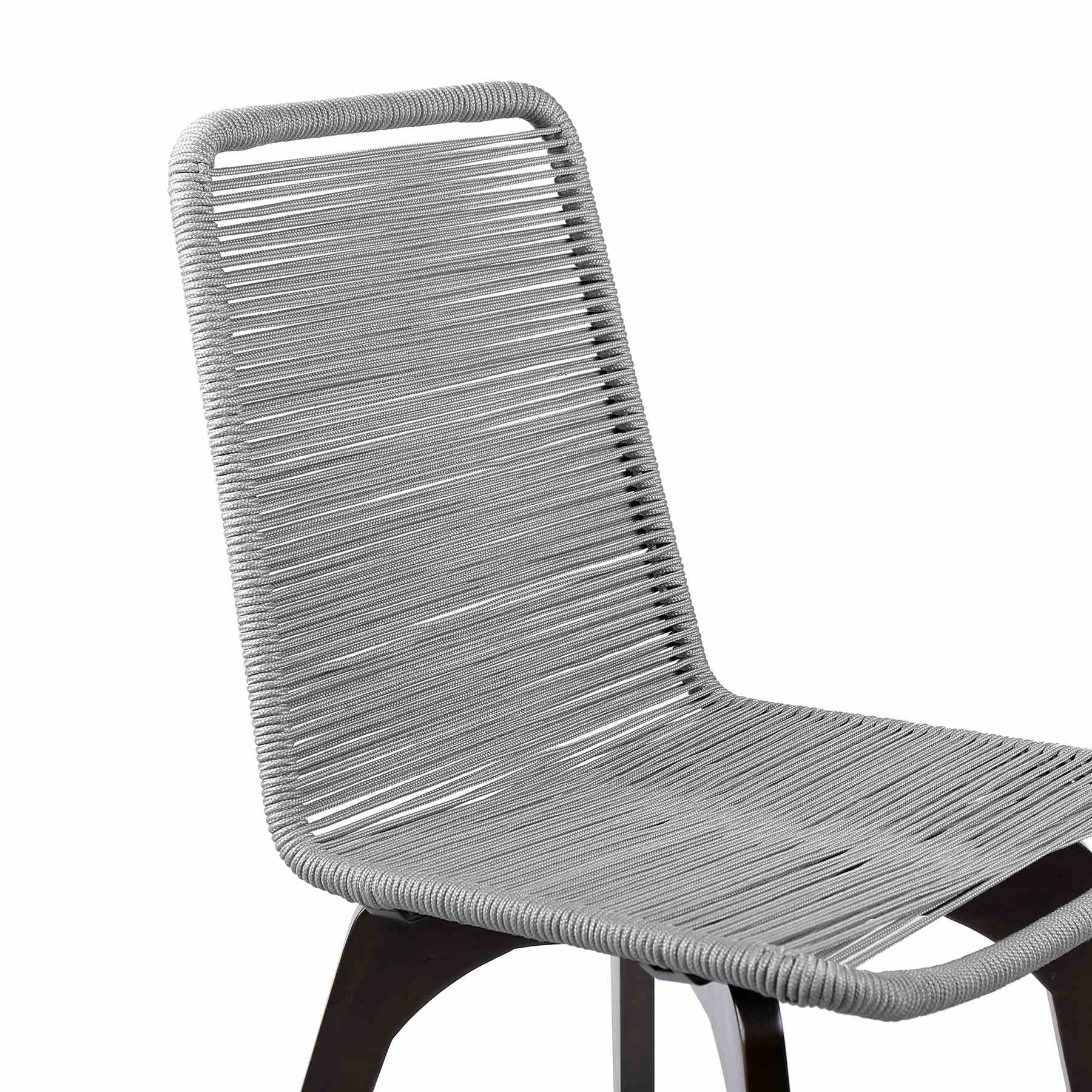 Glendora Island Outdoor Patio 7 Piece Live Edge Dining Set in Eucalyptus Wood and Silver Rope - Image 6