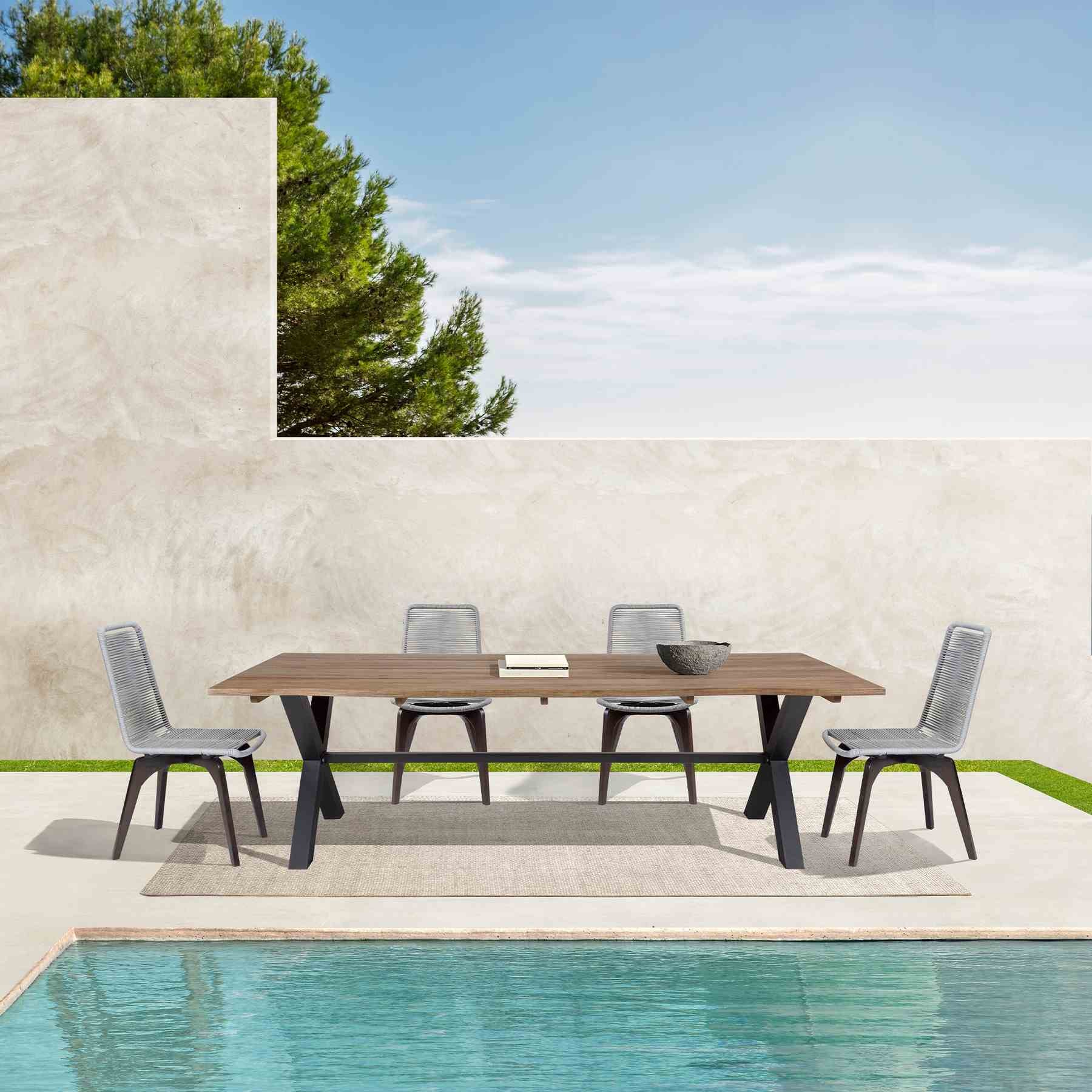 Glendora Outdoor Patio Live Edge Dining Table in Eucalyptus Wood with Black Metal Base - Image 10