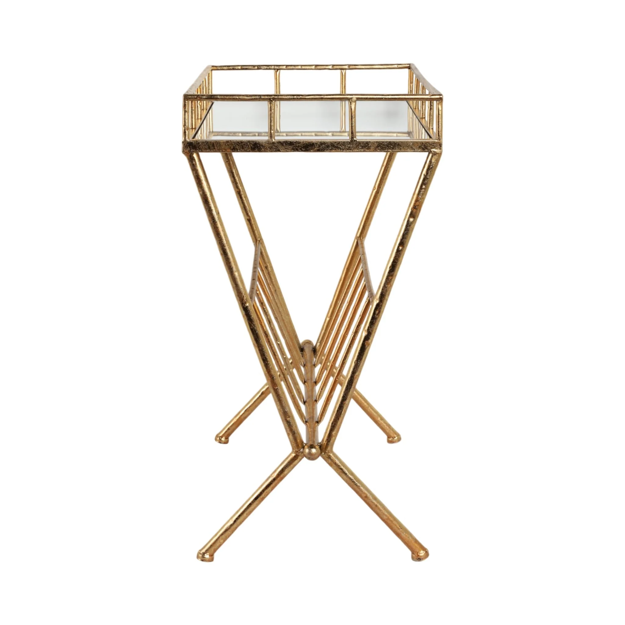 Gold Accent Table, Mirror W/ Magazine - Image 3