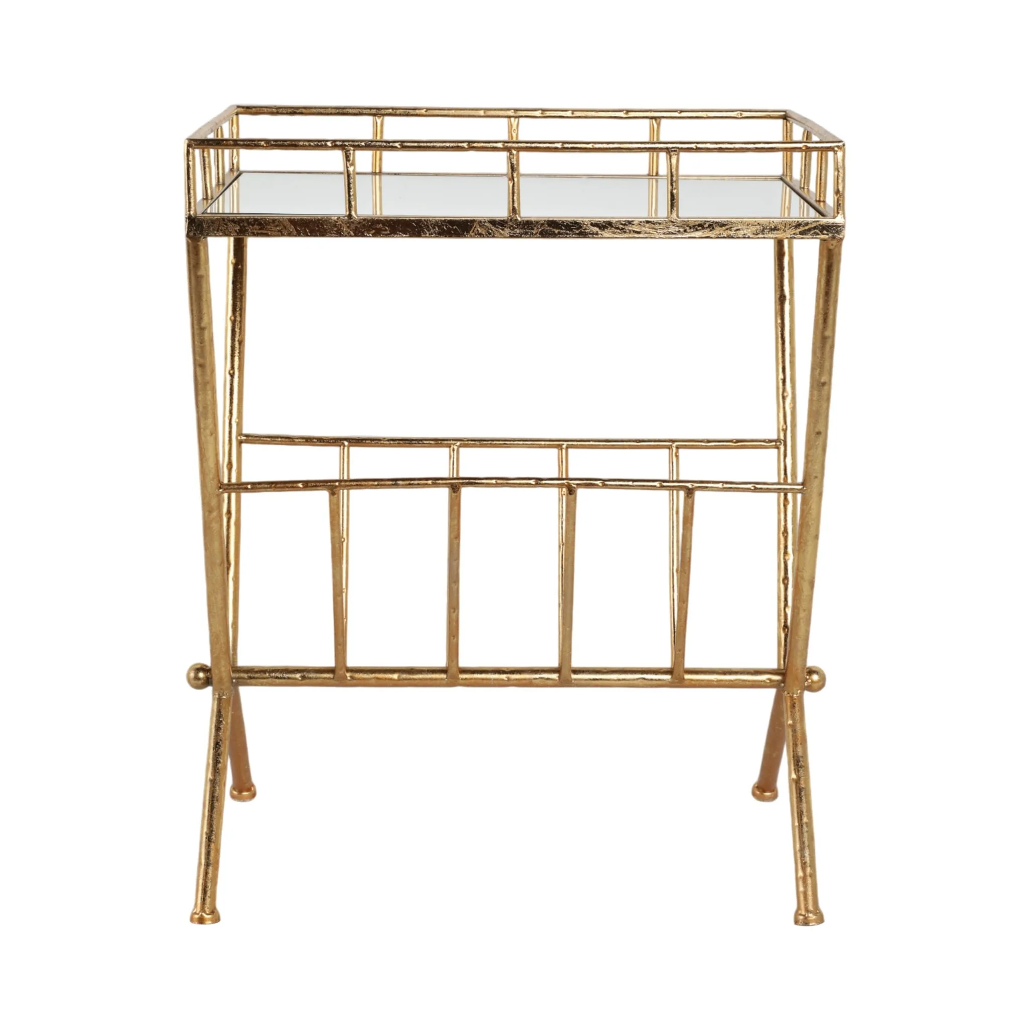Gold Accent Table, Mirror W/ Magazine - Image 4