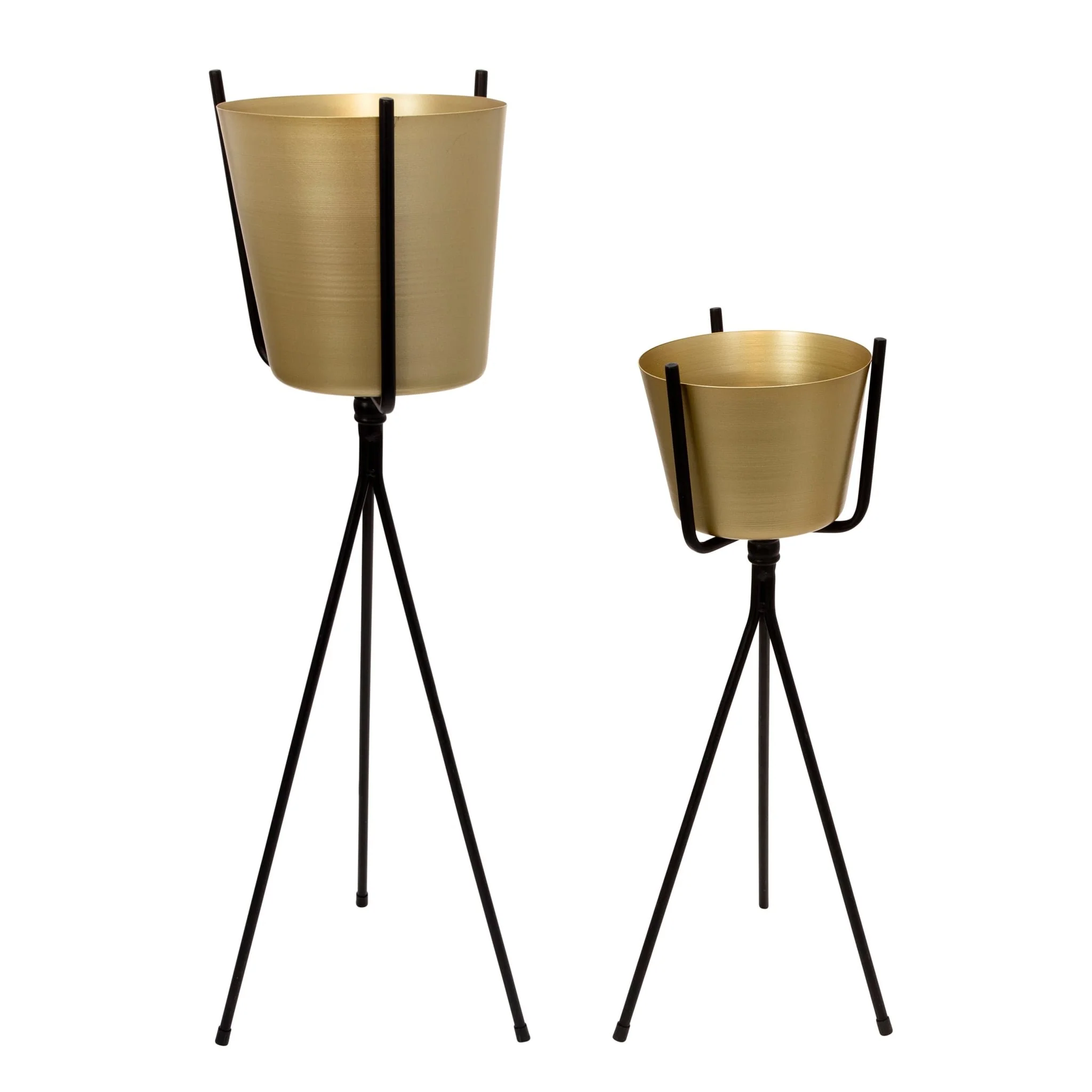 Gold Metal Planter, Black Tripod 31.5 - Image 2
