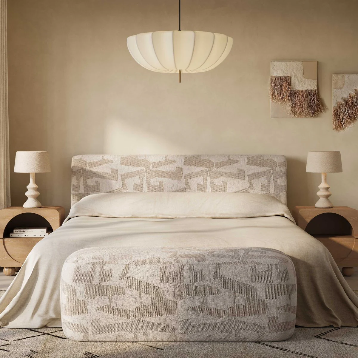 Graceland Cream Jacquard Bench - Image 2