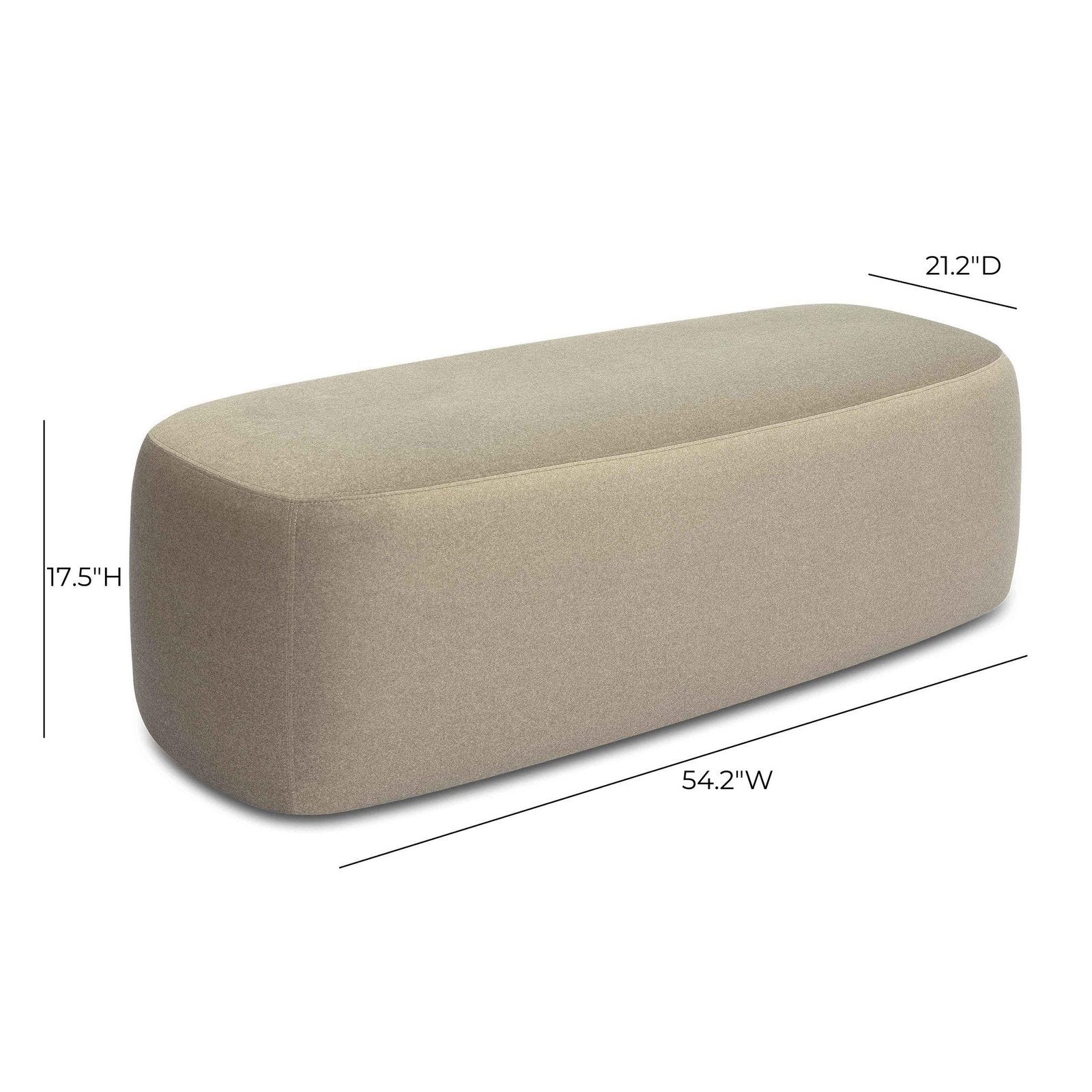 Graceland Taupe Faux Mohair Bench - Image 6