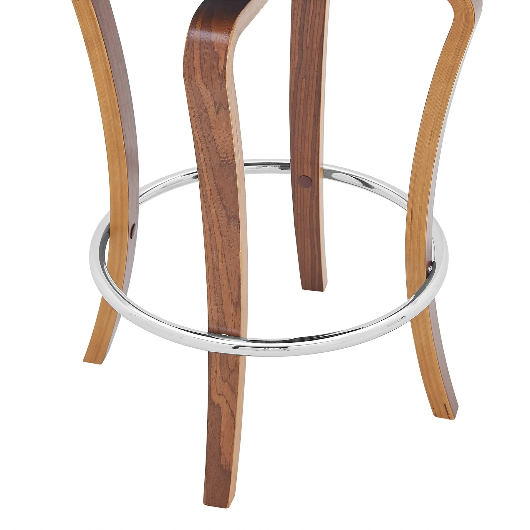 Grady 25" Swivel Gray Faux Leather and Walnut Wood Bar Stool - Image 7
