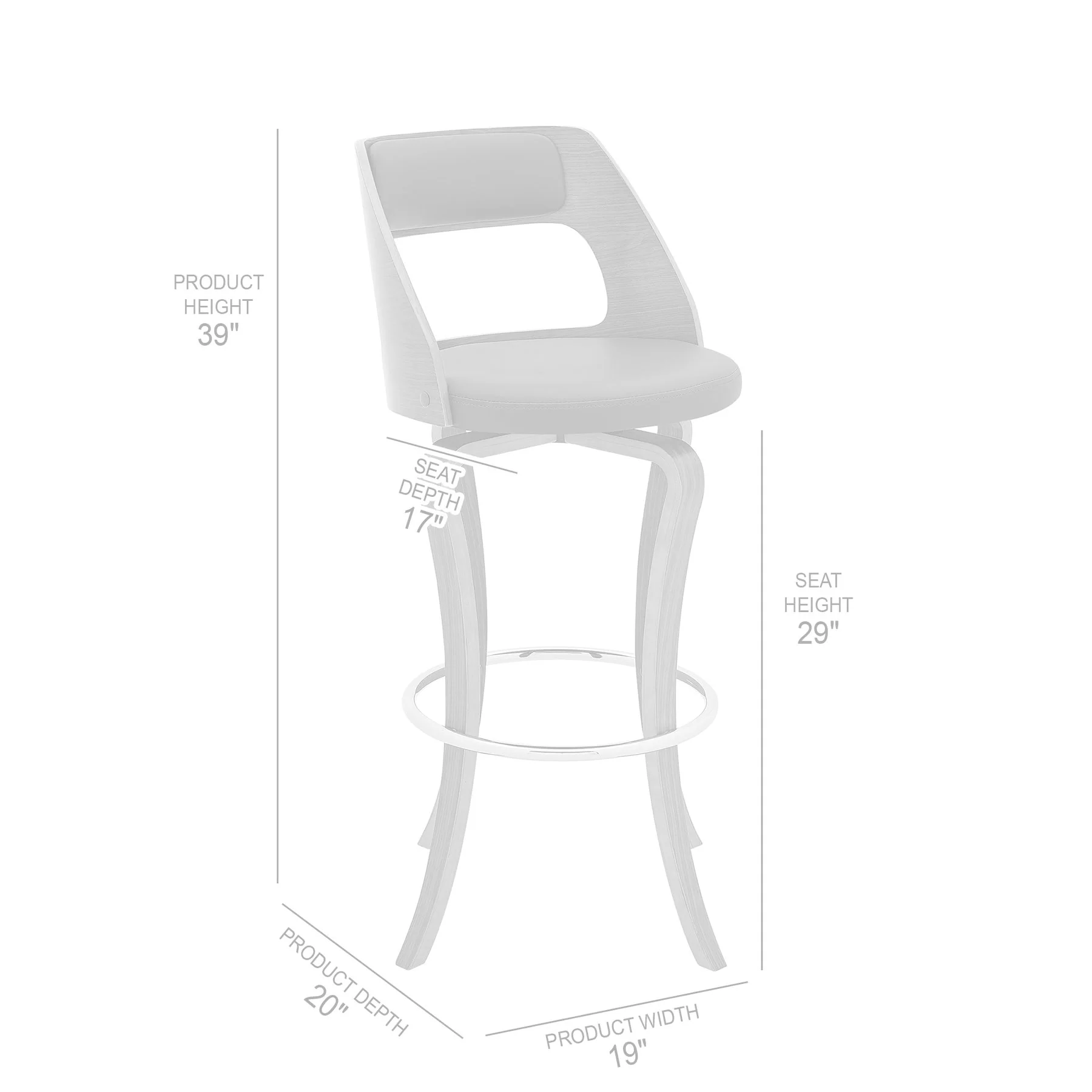 Grady 29" Swivel Gray Faux Leather and Walnut Wood Bar Stool - Image 8