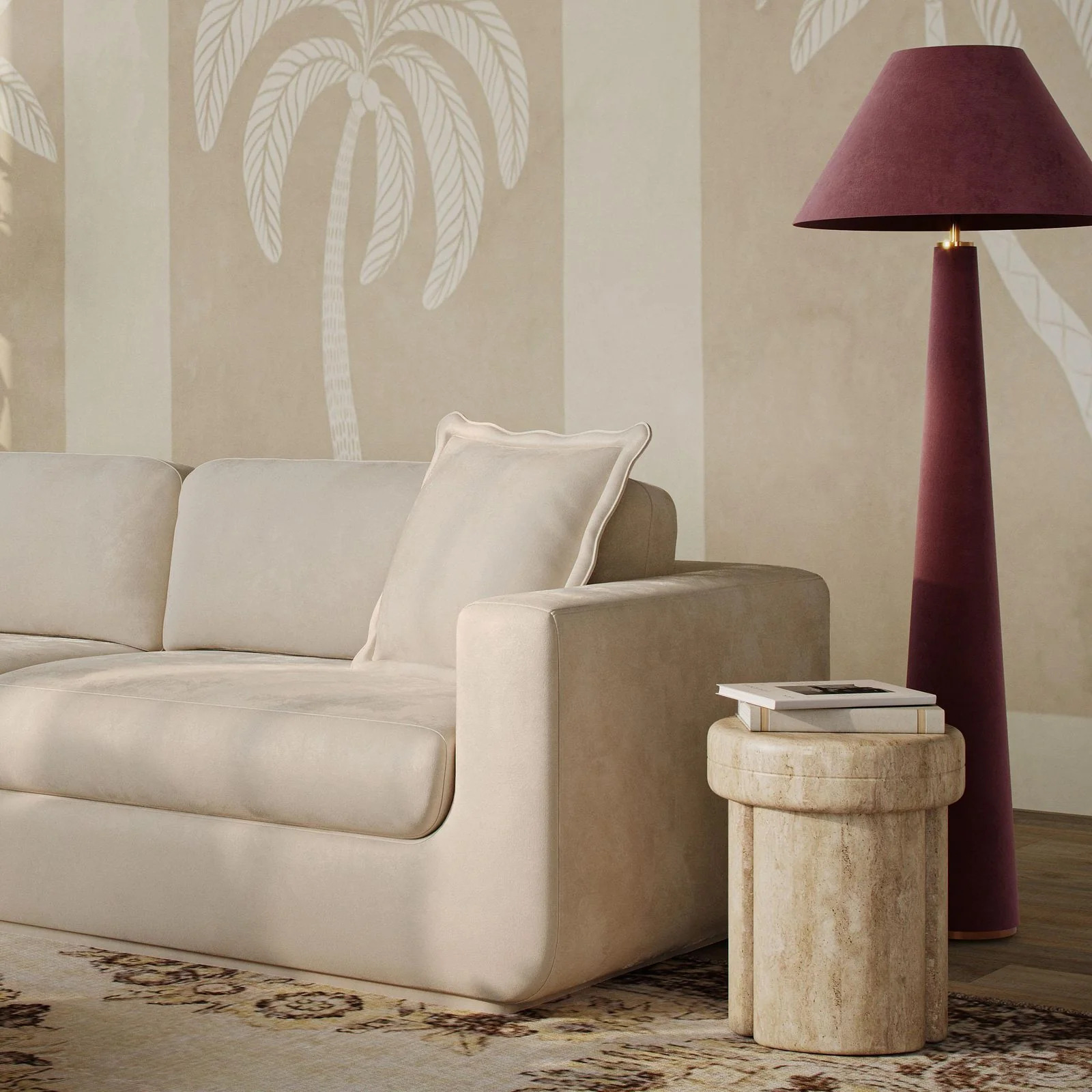 Graham Burgundy Velvet Floor Lamp - Image 2
