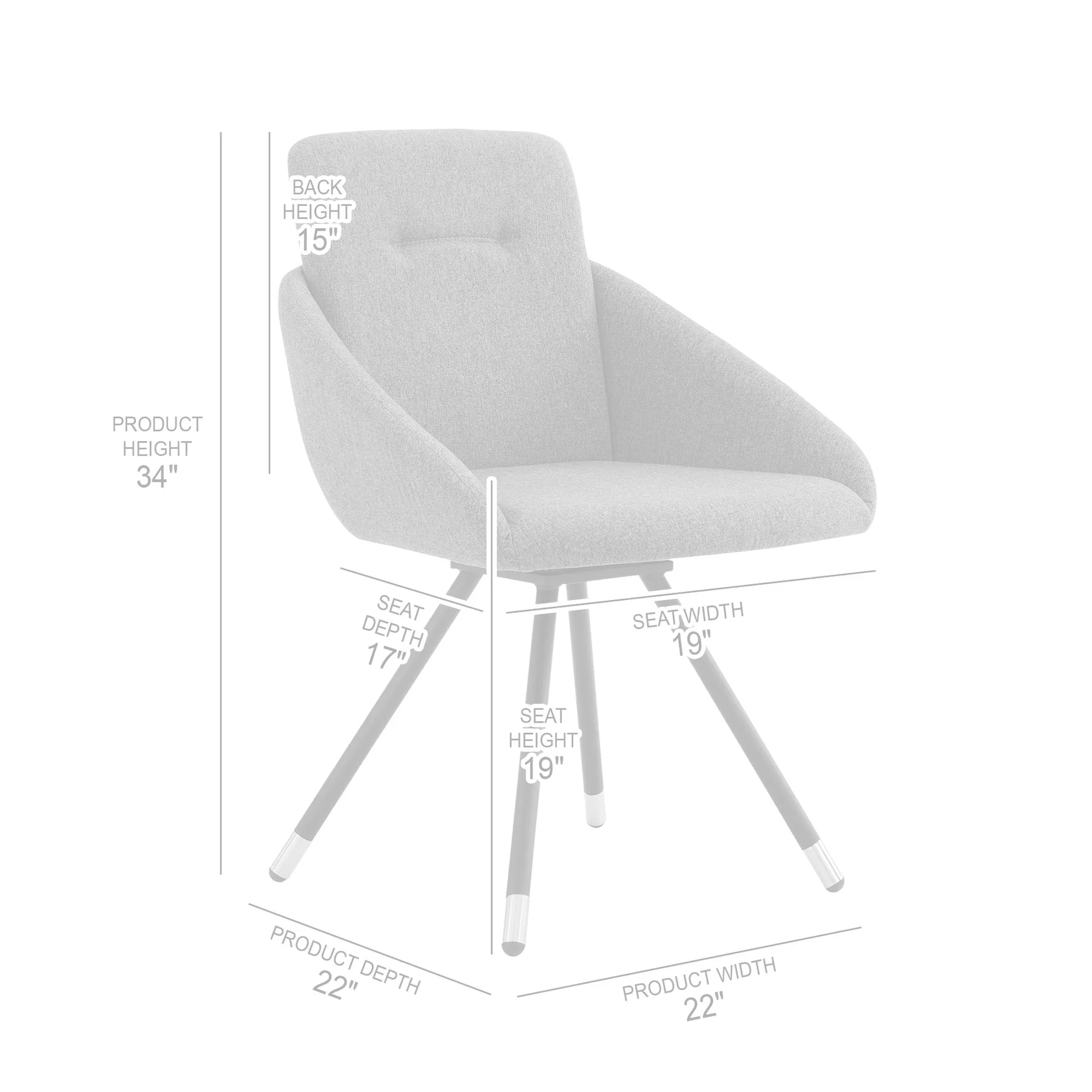 Granada Swivel Gray Fabric Dining Room Chairs - Set of 2 - Image 4