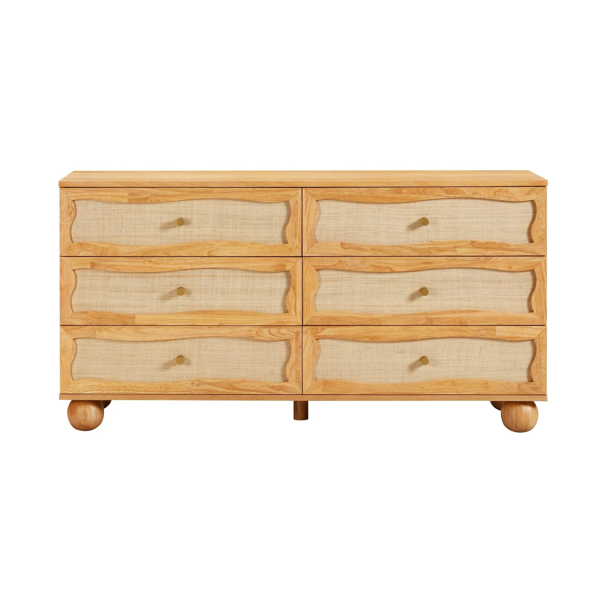 Grappa Natural Wood & Raffia Wavy Dresser - Image 3
