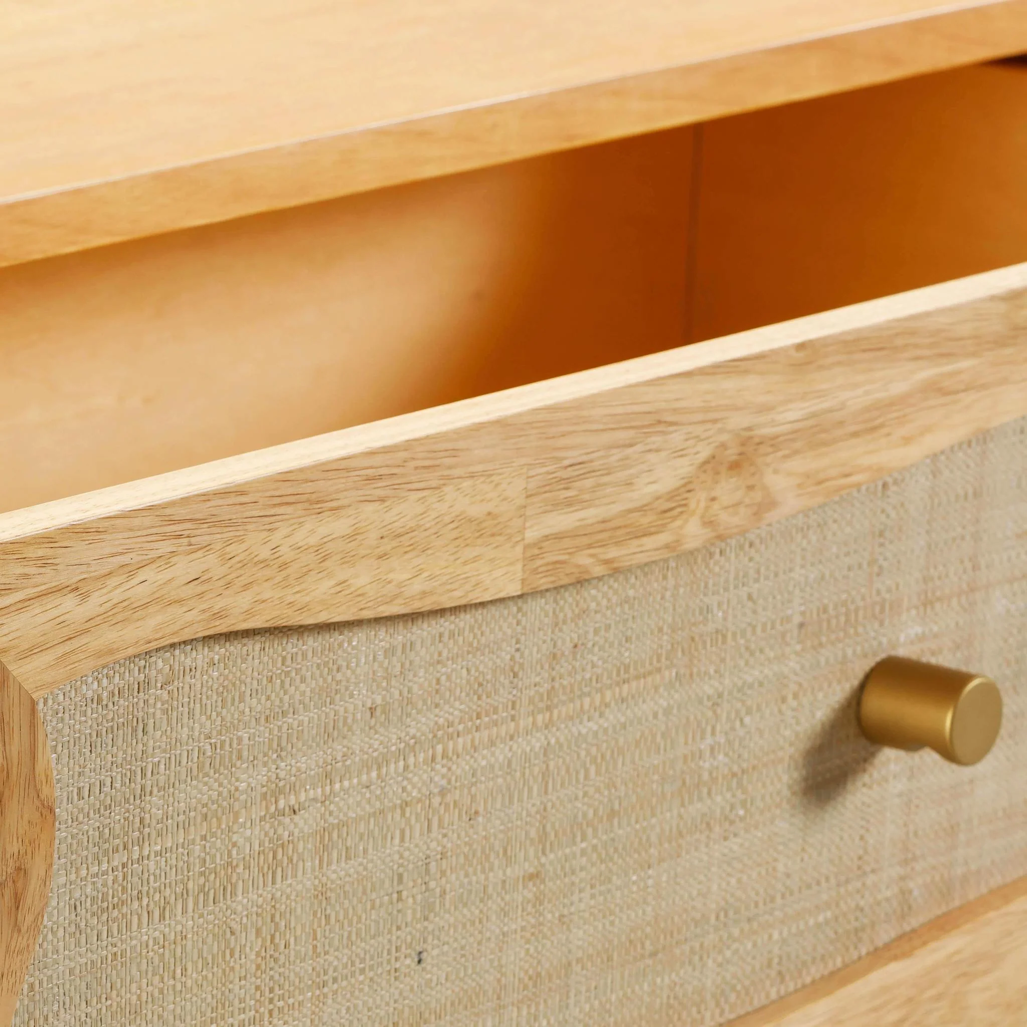 Grappa Natural Wood & Raffia Wavy Dresser - Image 5